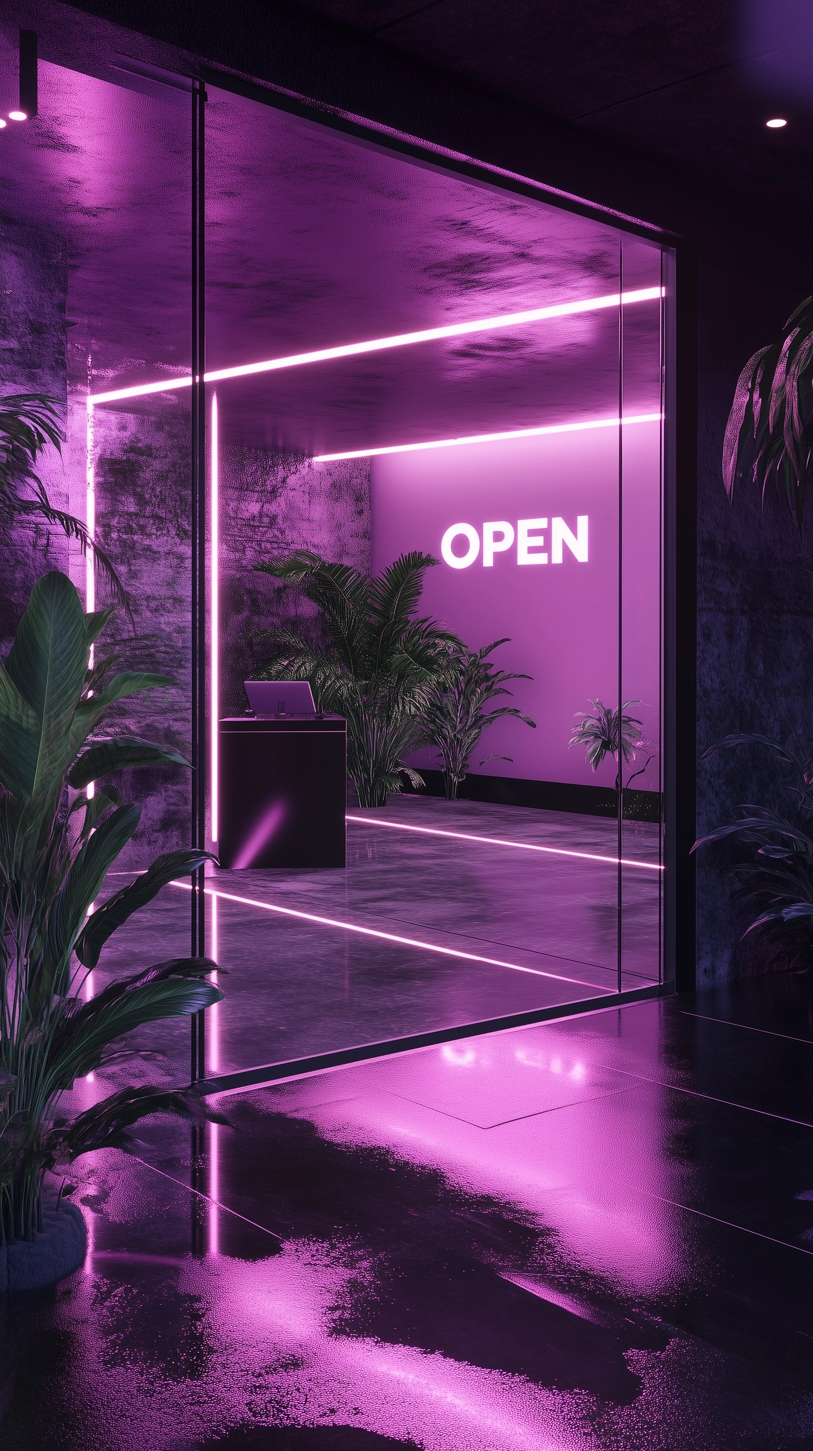 Modern Studio Design: Reflective Black & Pink OPEN