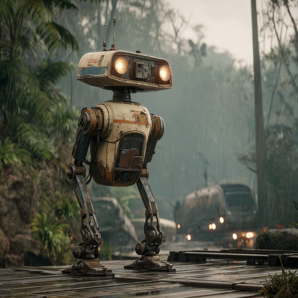 SP-4 Droid on Jungle Planet Cargo Ship Ramp