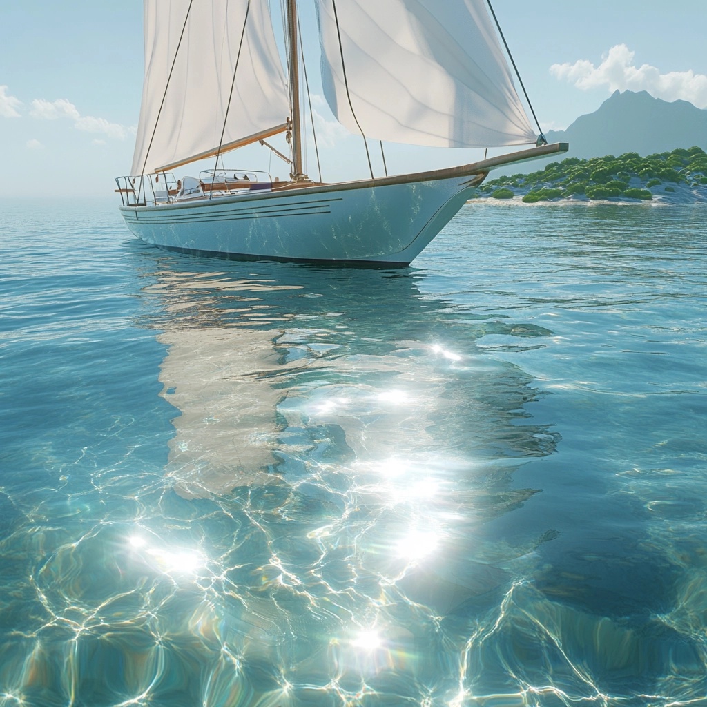 Serene Sailboat on Crystal Clear Waters