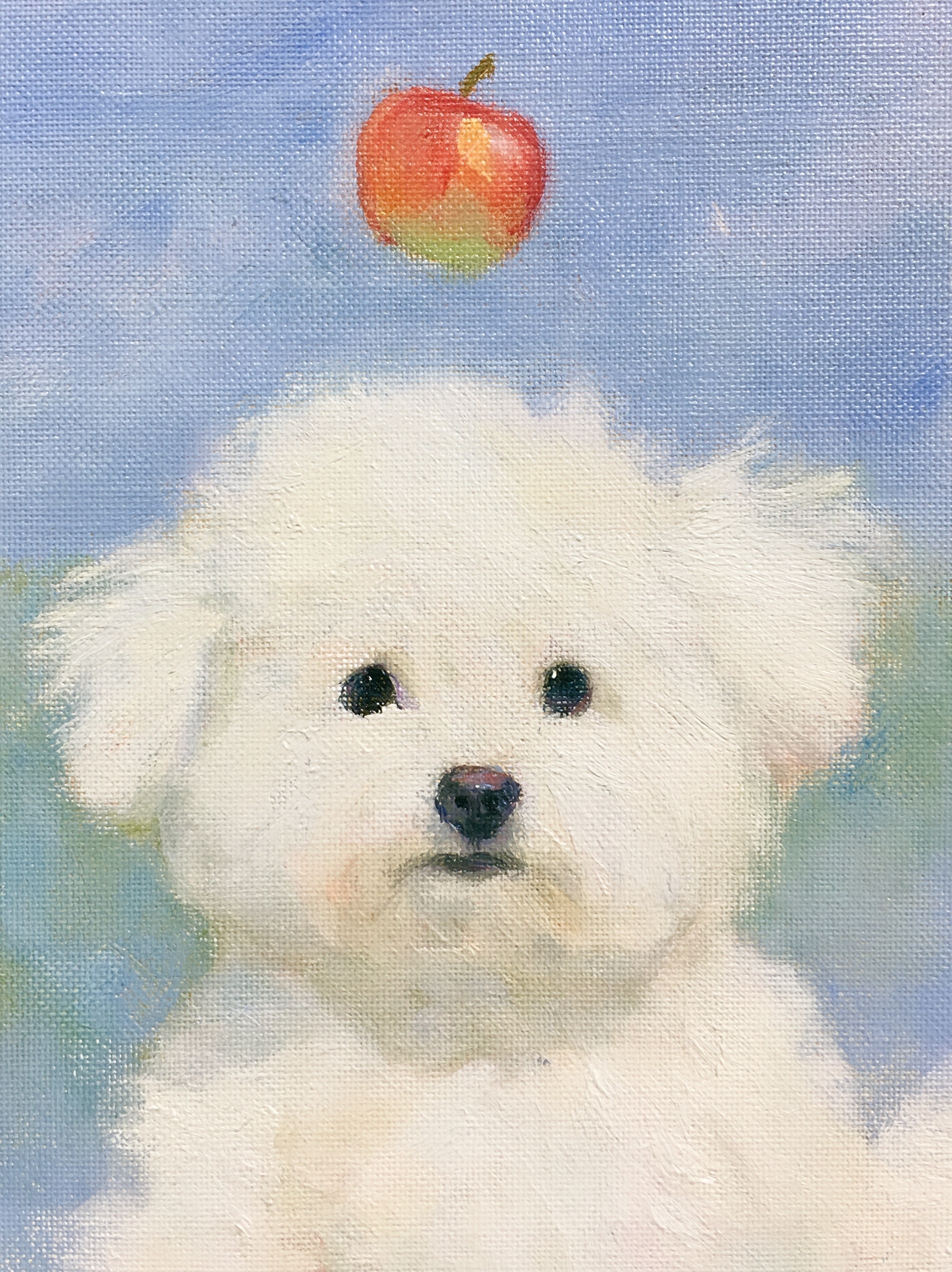 Charming Bichon Frise in Playful Impressionist Style