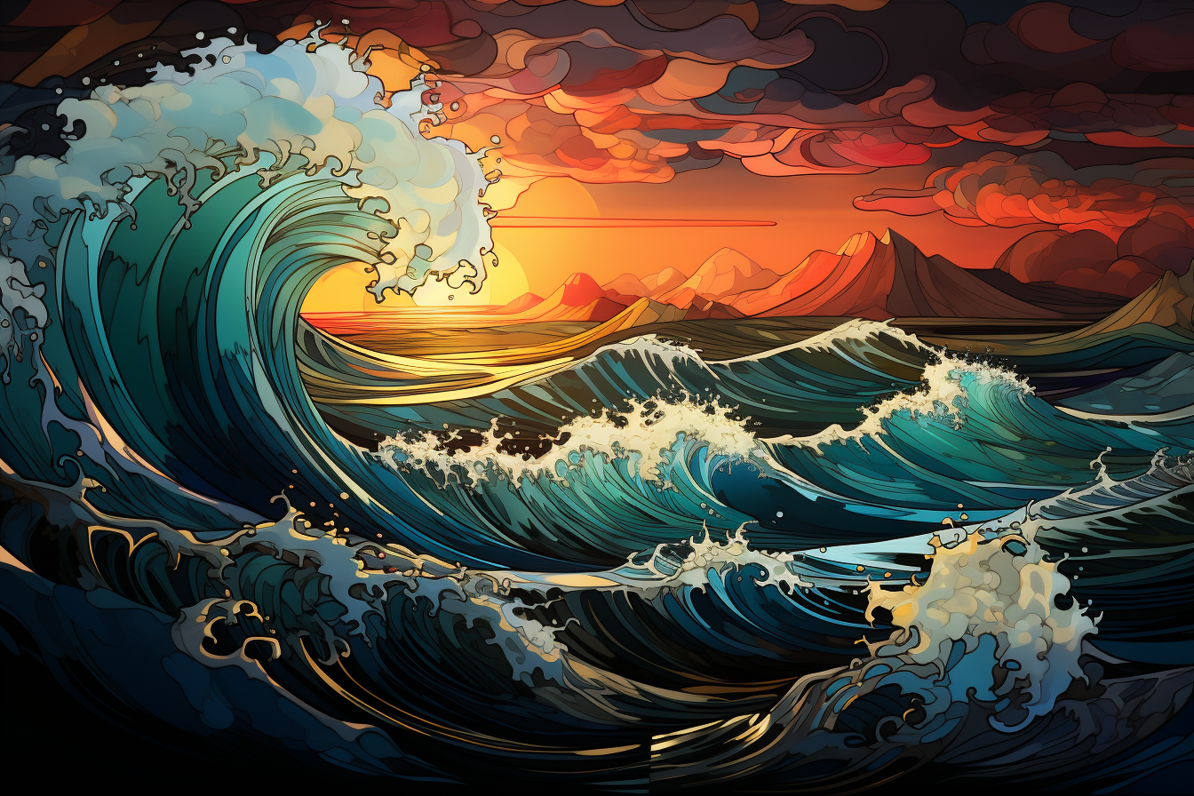 Stunning Stained Glass Ocean Wave Art