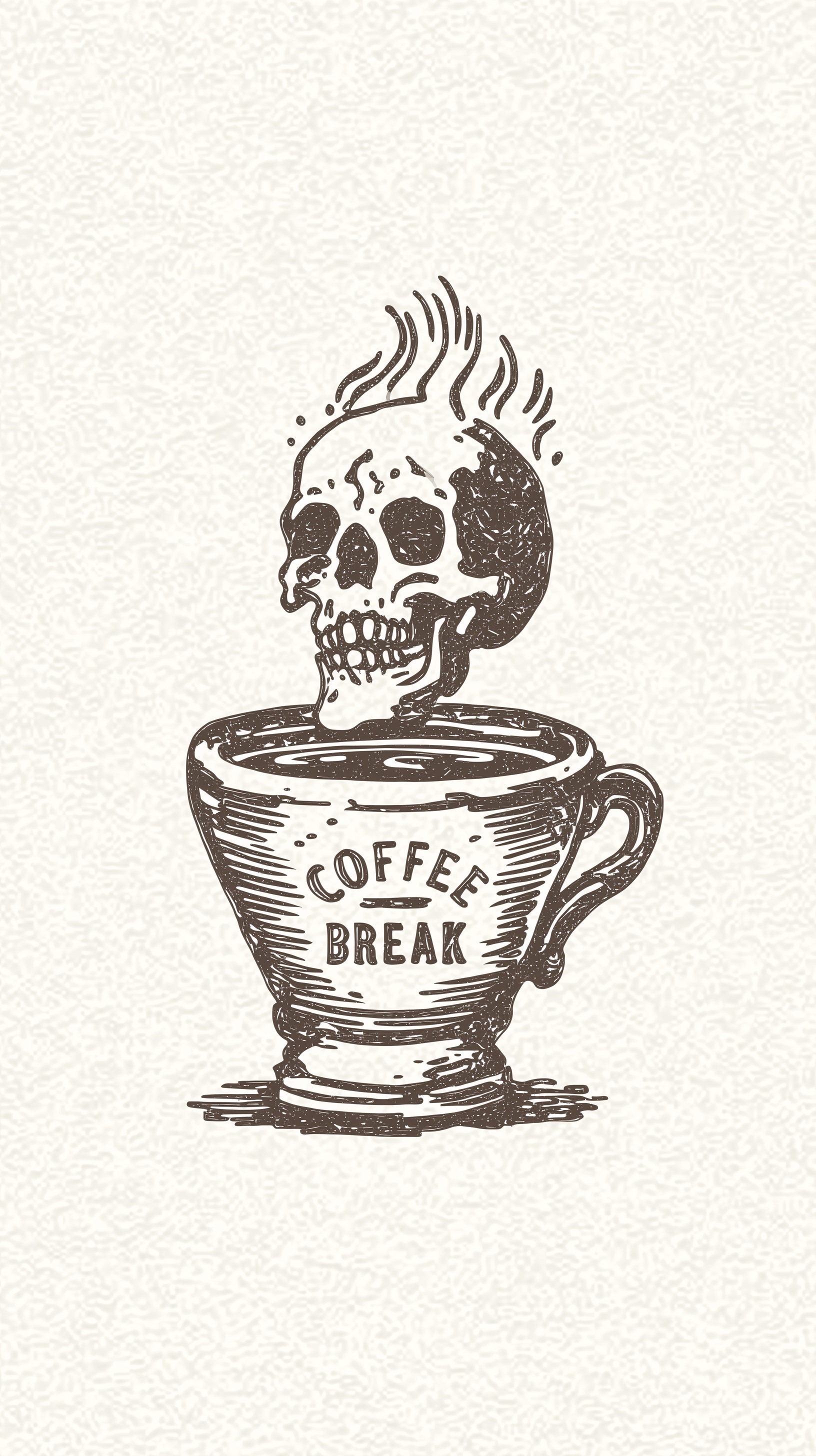 Ornate Skull Mug: Vintage Coffee Break Art