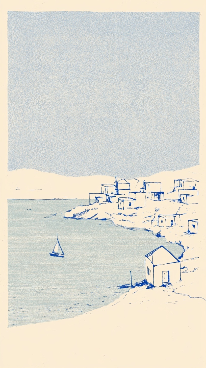 Serene Greek Isles: Coastal Landscape Art