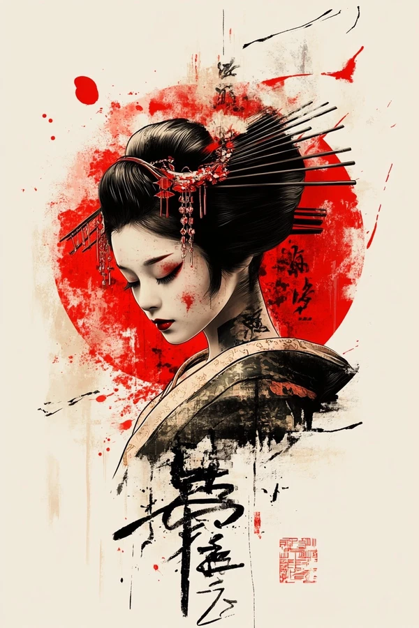 Futuristic Geisha: Cyberpunk Art Print