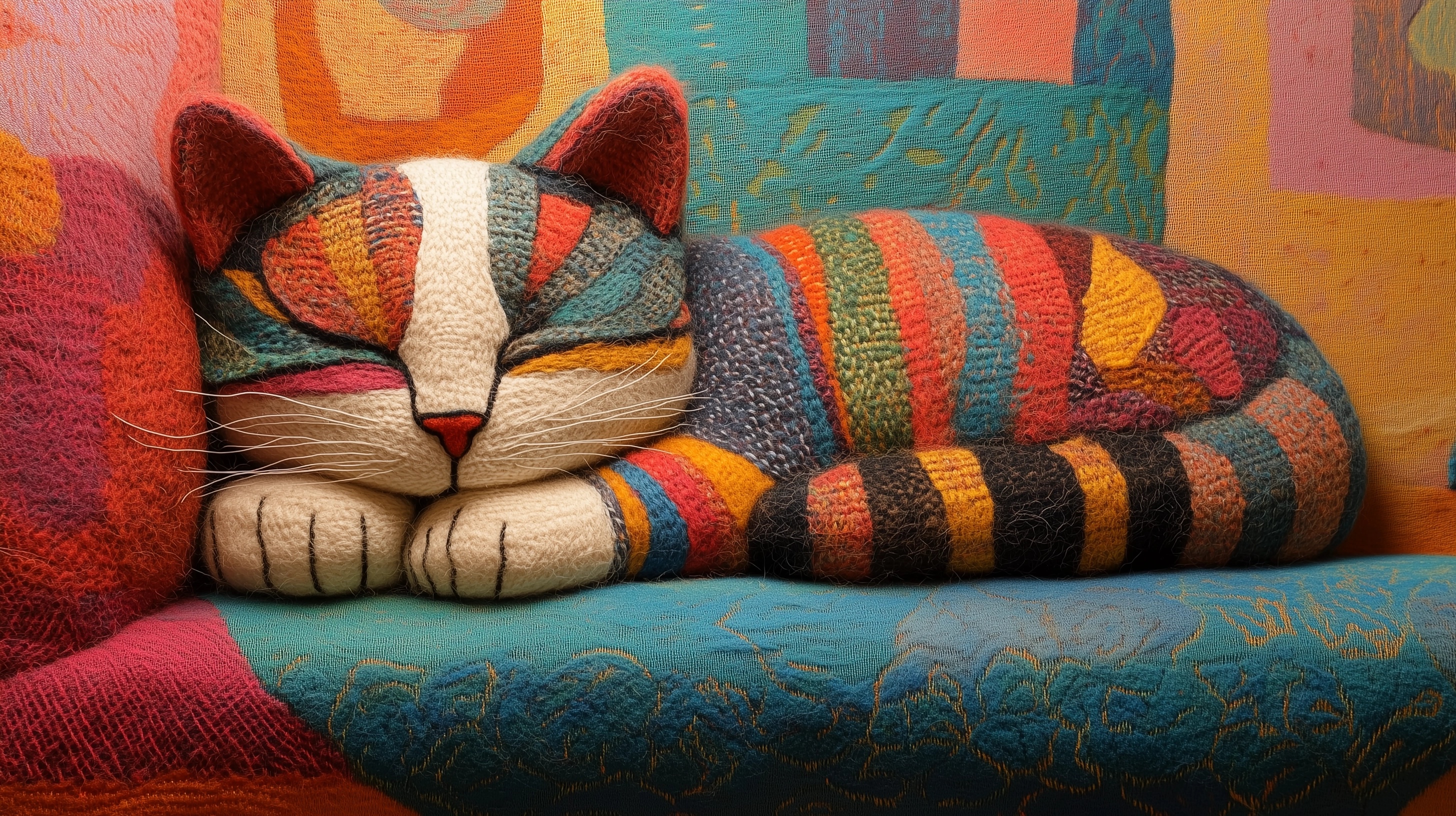 Cat Art in Picasso Style: Stunning Wool Creations