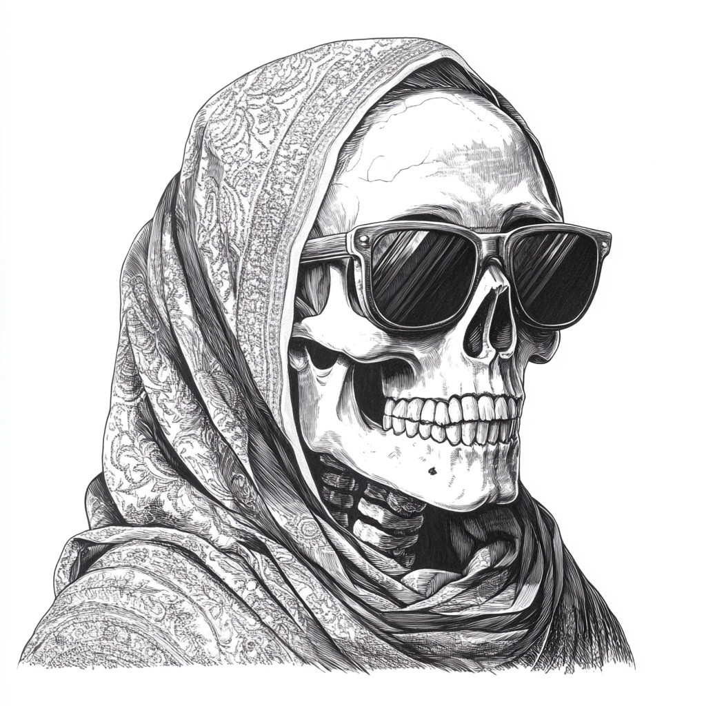 Stylish Skull Art: Cool Black & White Illustration