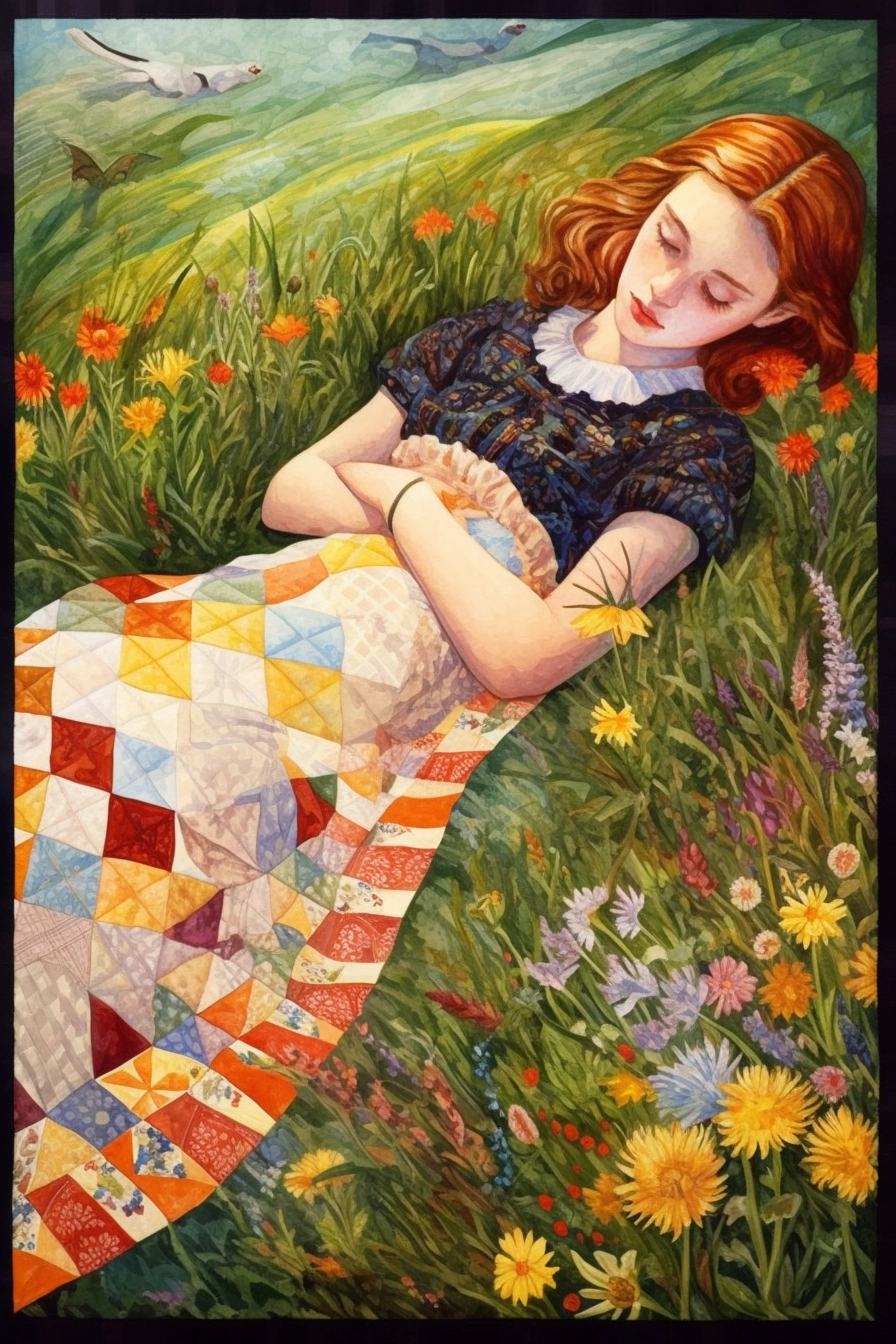 Springtime Serenity: Woman Relaxing in Wildflower Field
