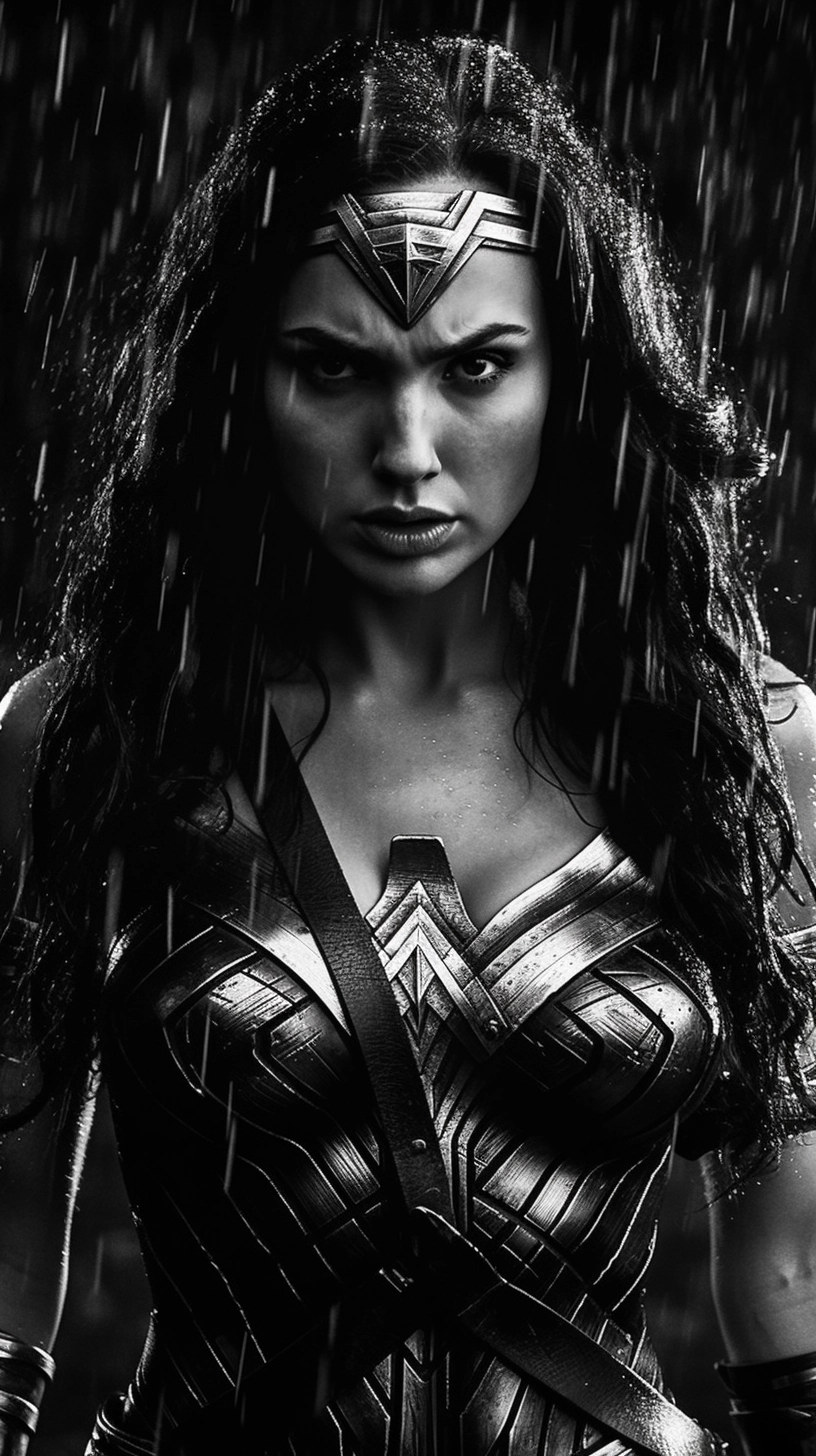 Intense Wonder Woman Portrait in Moody Chiaroscuro