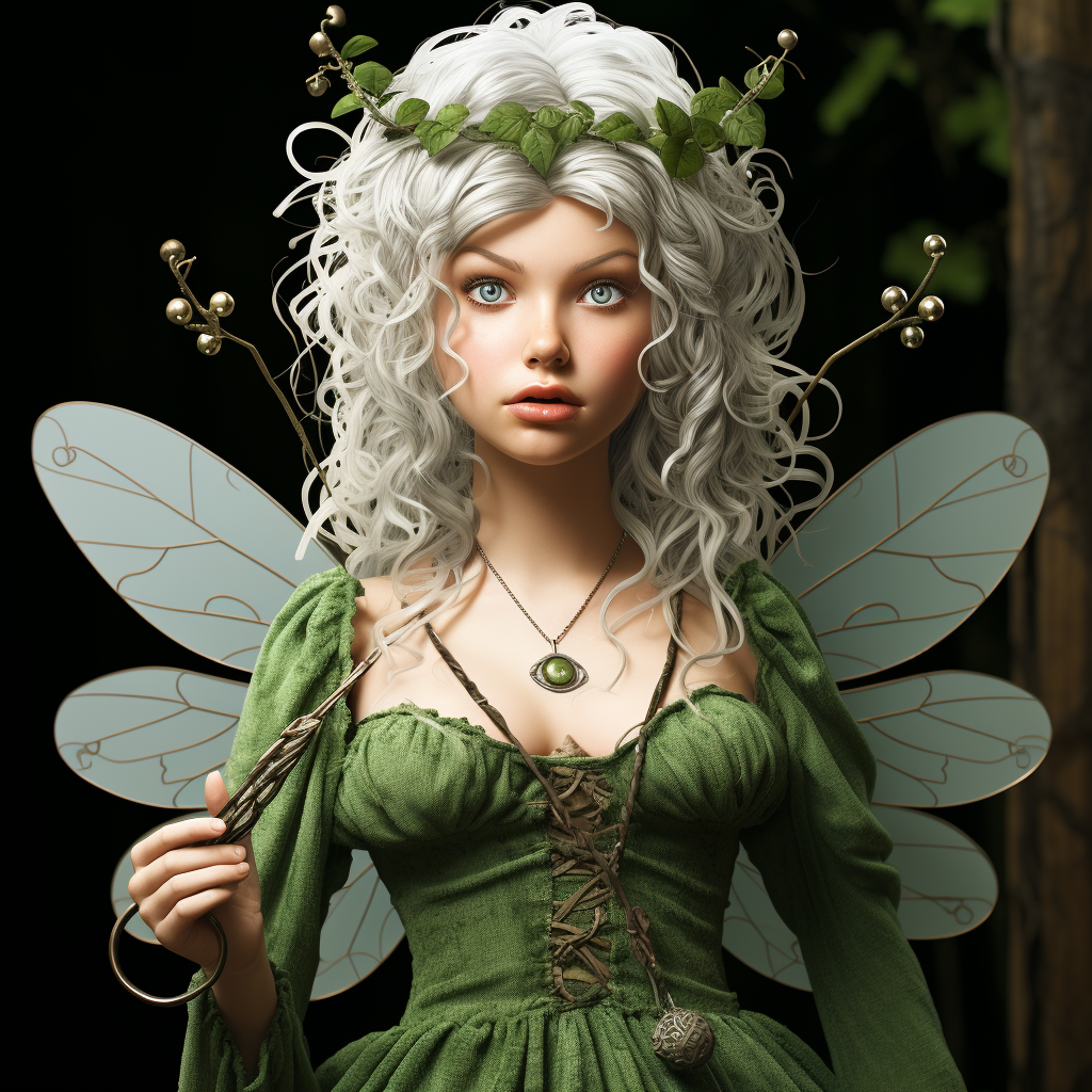 Enchanting Forest Fairy with Realistic Portrait and Gorgeous Blonde Hair - 5.2 ft