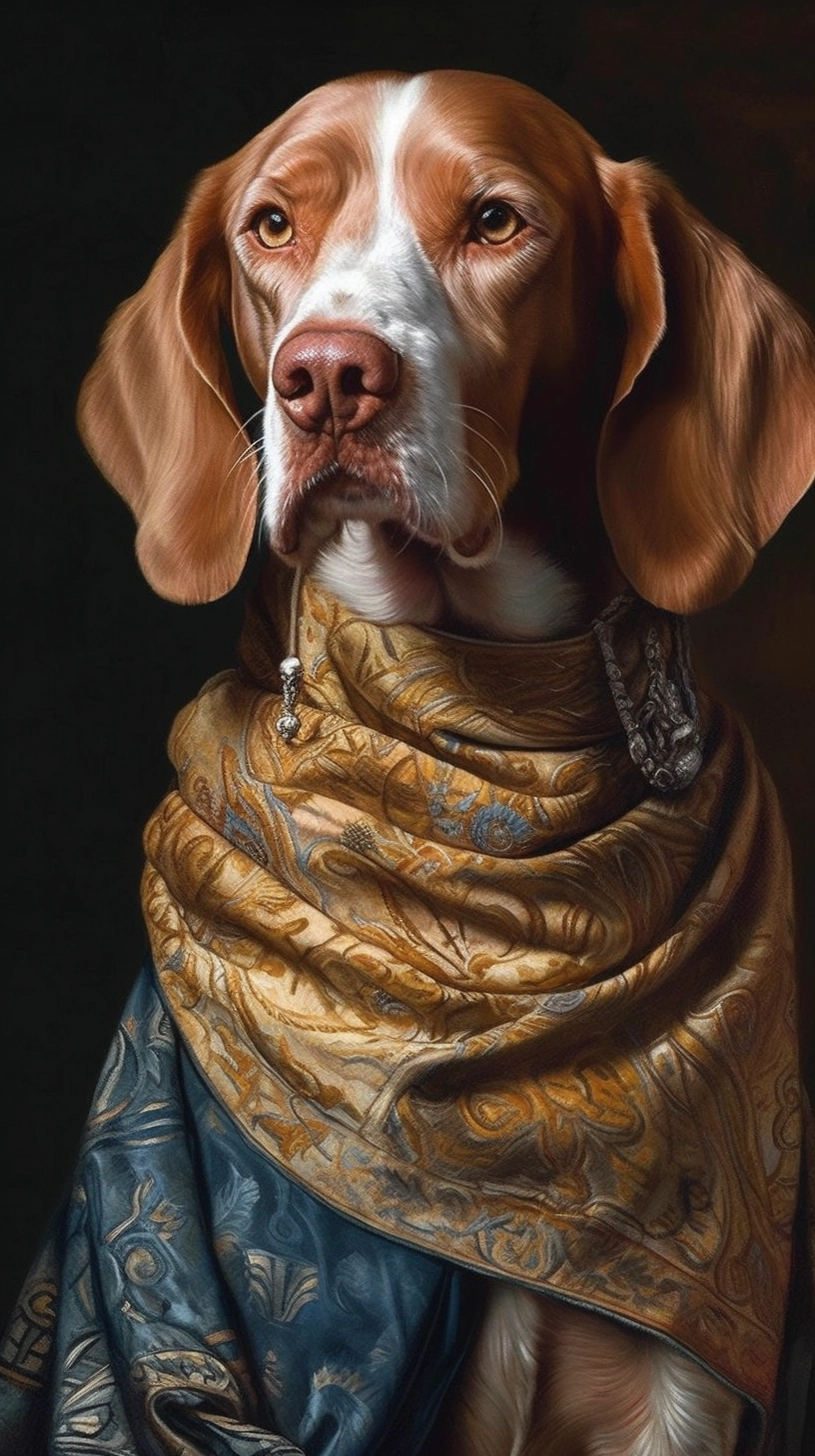 Royal Dog Portrait: Detailed Design in Romanesque Style