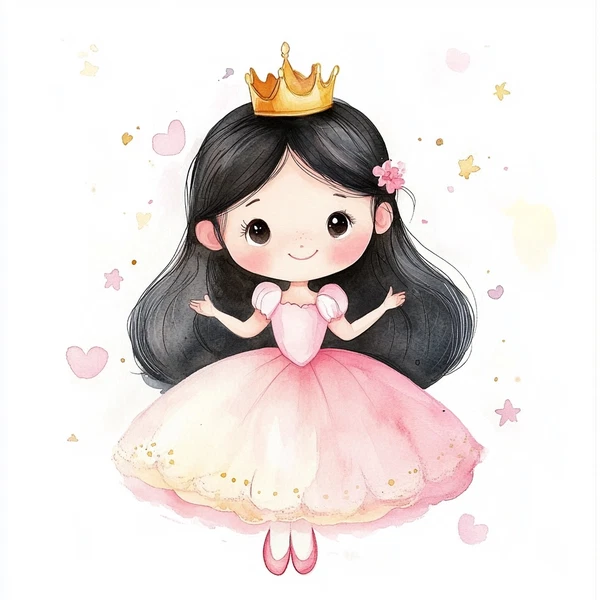 Adorable Cartoon Princess Illustration for Kids Books