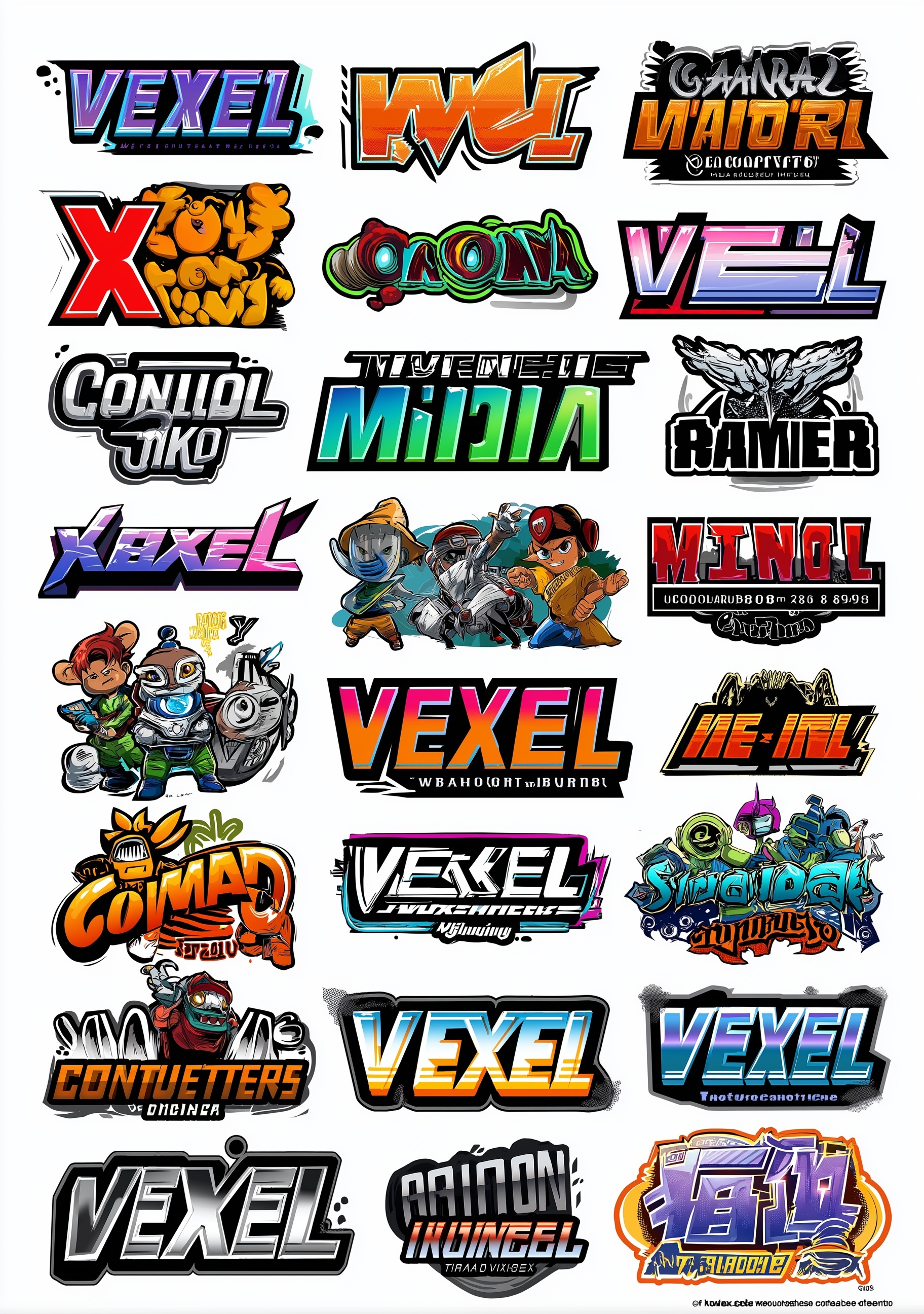 Vexel: 36 Unique 90's Cartoon Graffiti Stickers