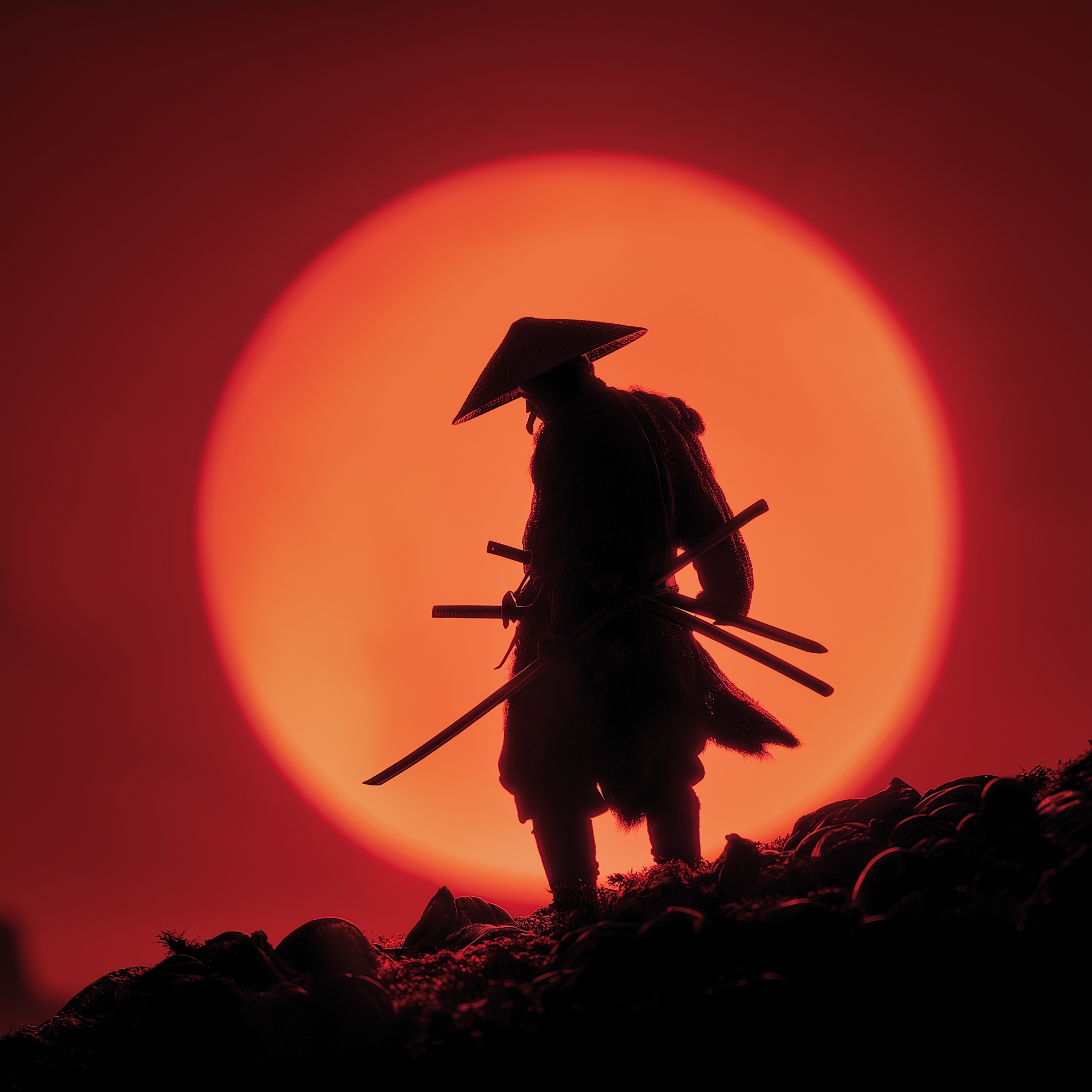 Epic Samurai Warrior in Otherworldly Ruins