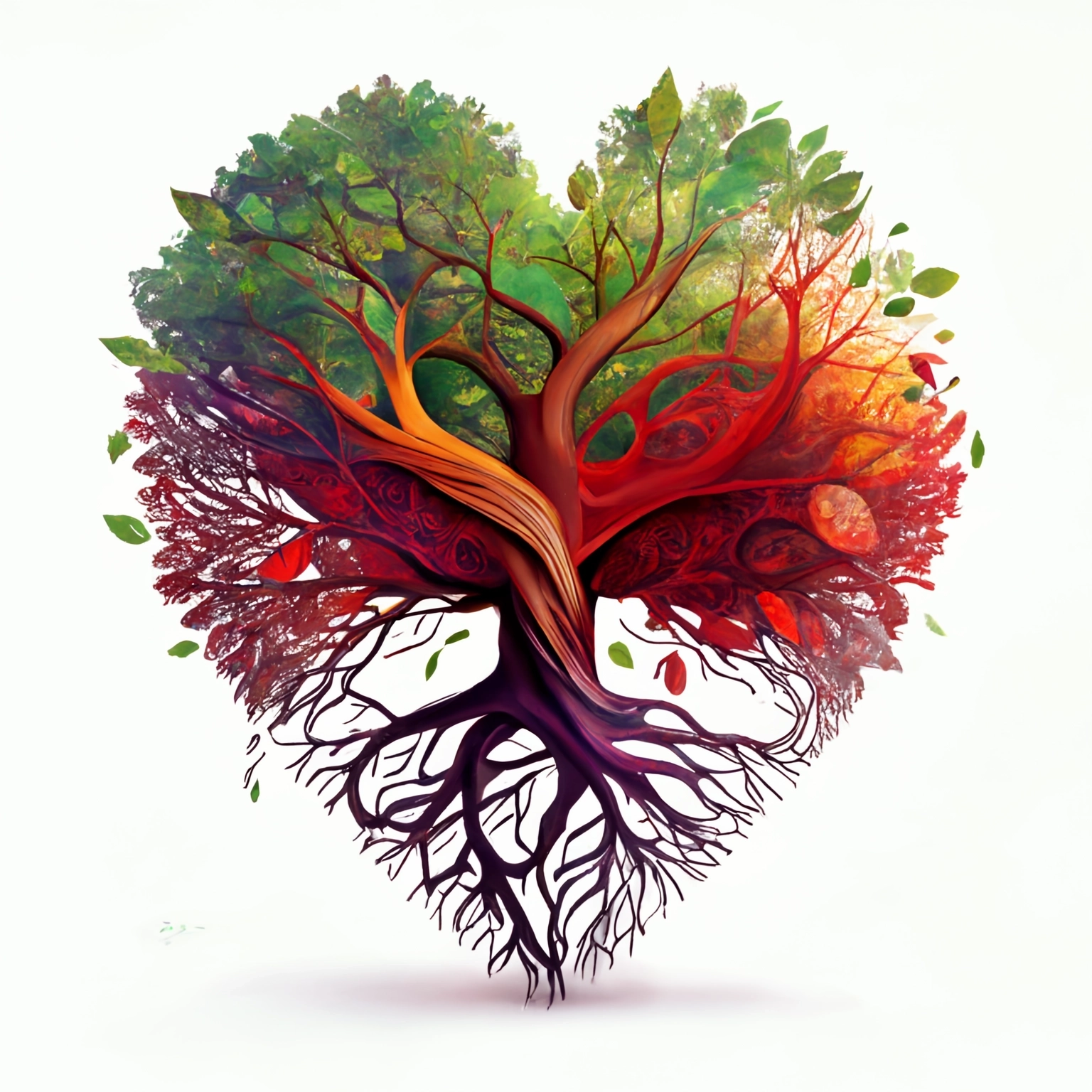 Celtic Tree of Life: Colorful Roots in Heart Shape