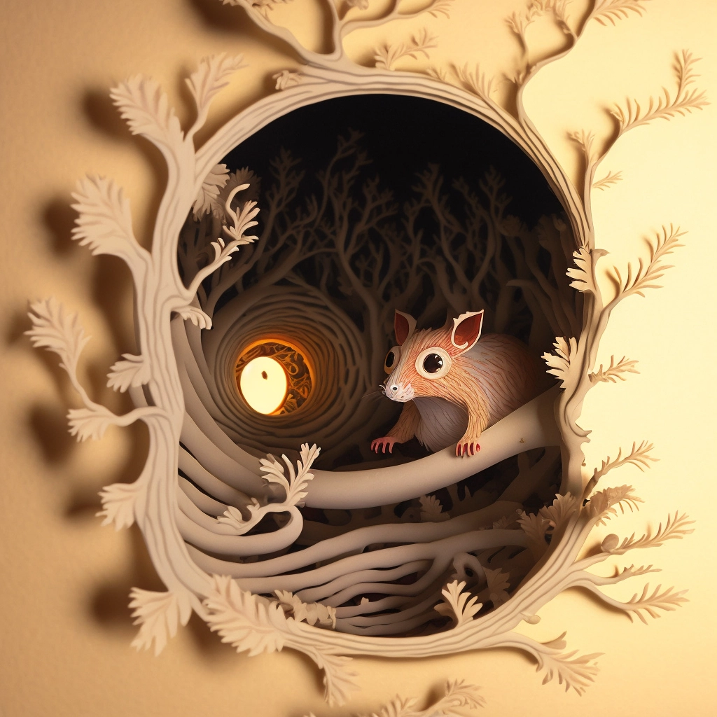 Ornate Paper Cut Craft: Tunnel Tree with Tiny Creatures