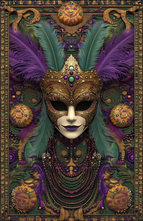 Vibrant Mardi Gras Art: King Cakes & Masks