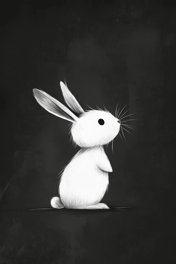 Minimalist Wabi Sabi Easter Bunny Design