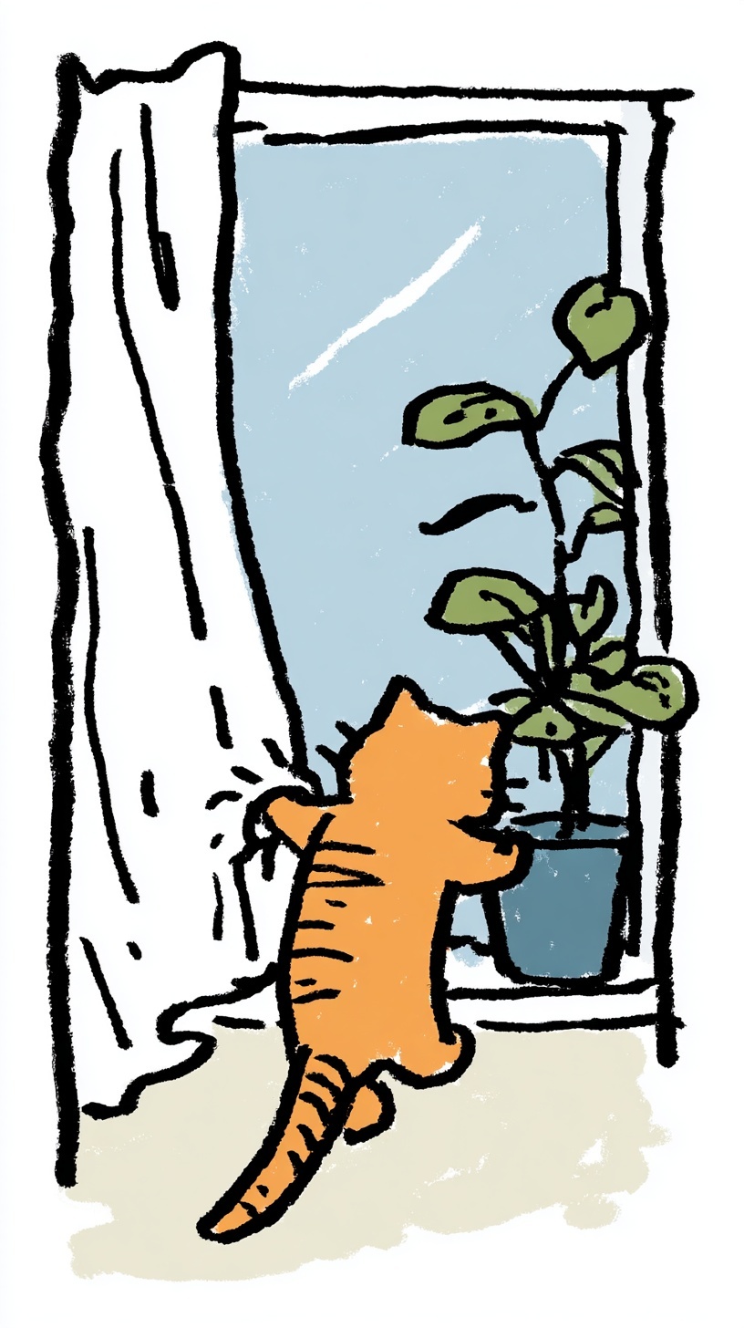 Charming Afternoon Scene: Cat & Bay Window Bliss