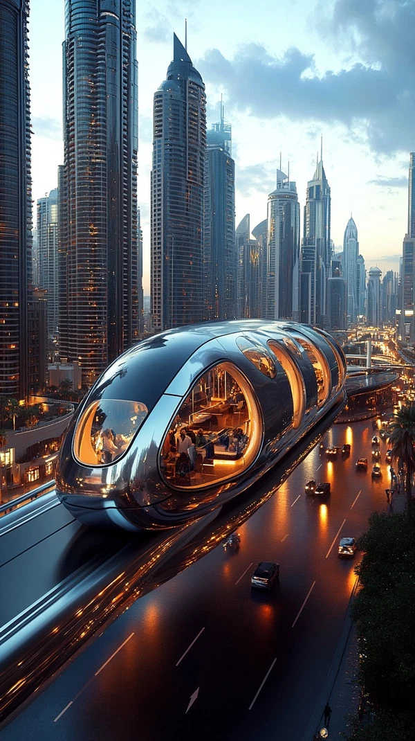 Futuristic Roller Coaster Ride Through Dubai 2099