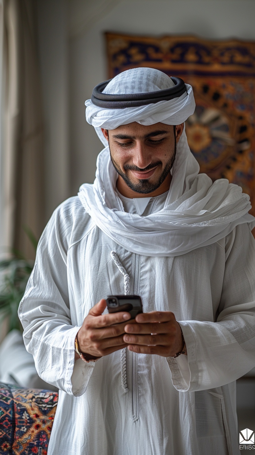 Stunning Indoor Portrait: Young Arab Man Smiling with Butterfly Light