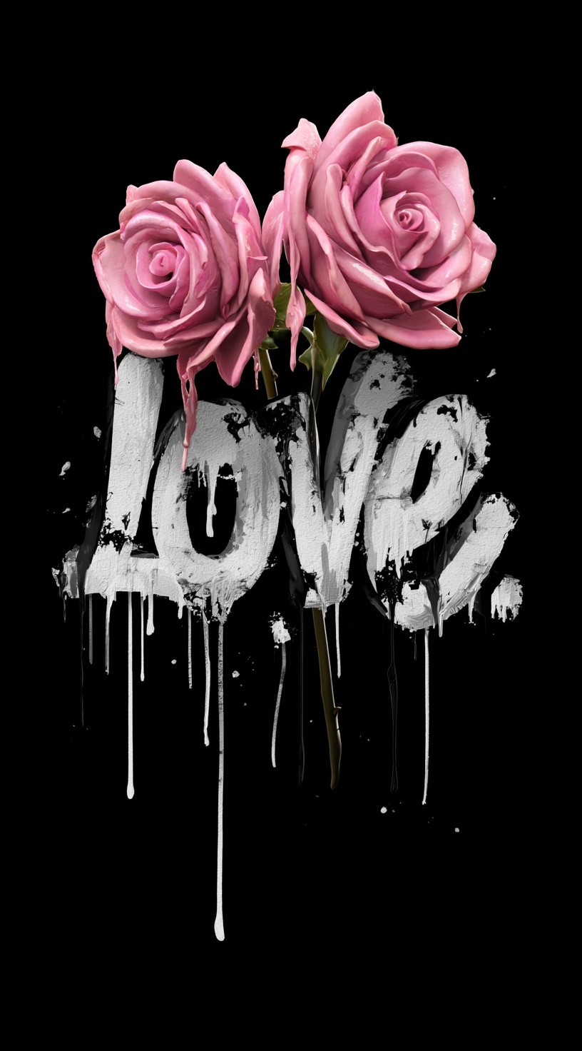Graffiti Love: 3D Pink Roses & Bold Design