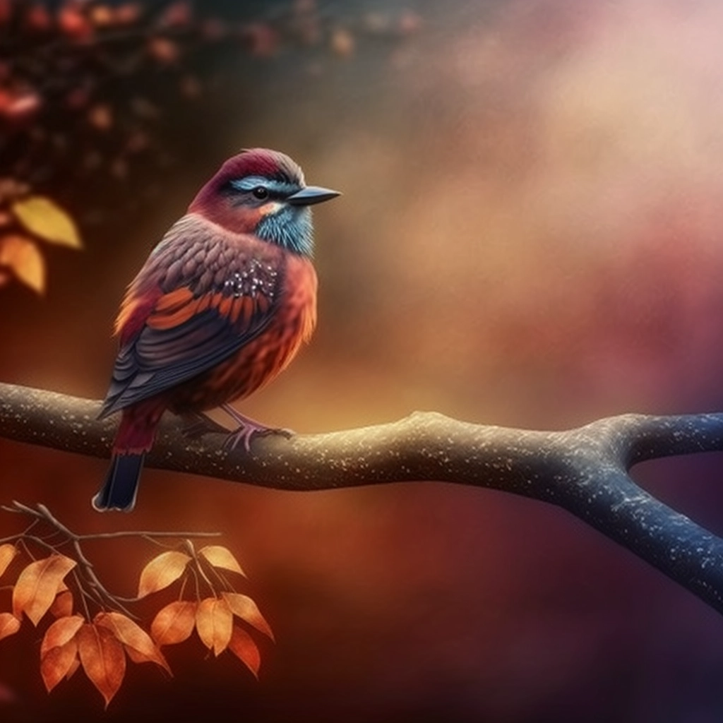 Vibrant Forest Bird: Ultra-Realistic Digital Art