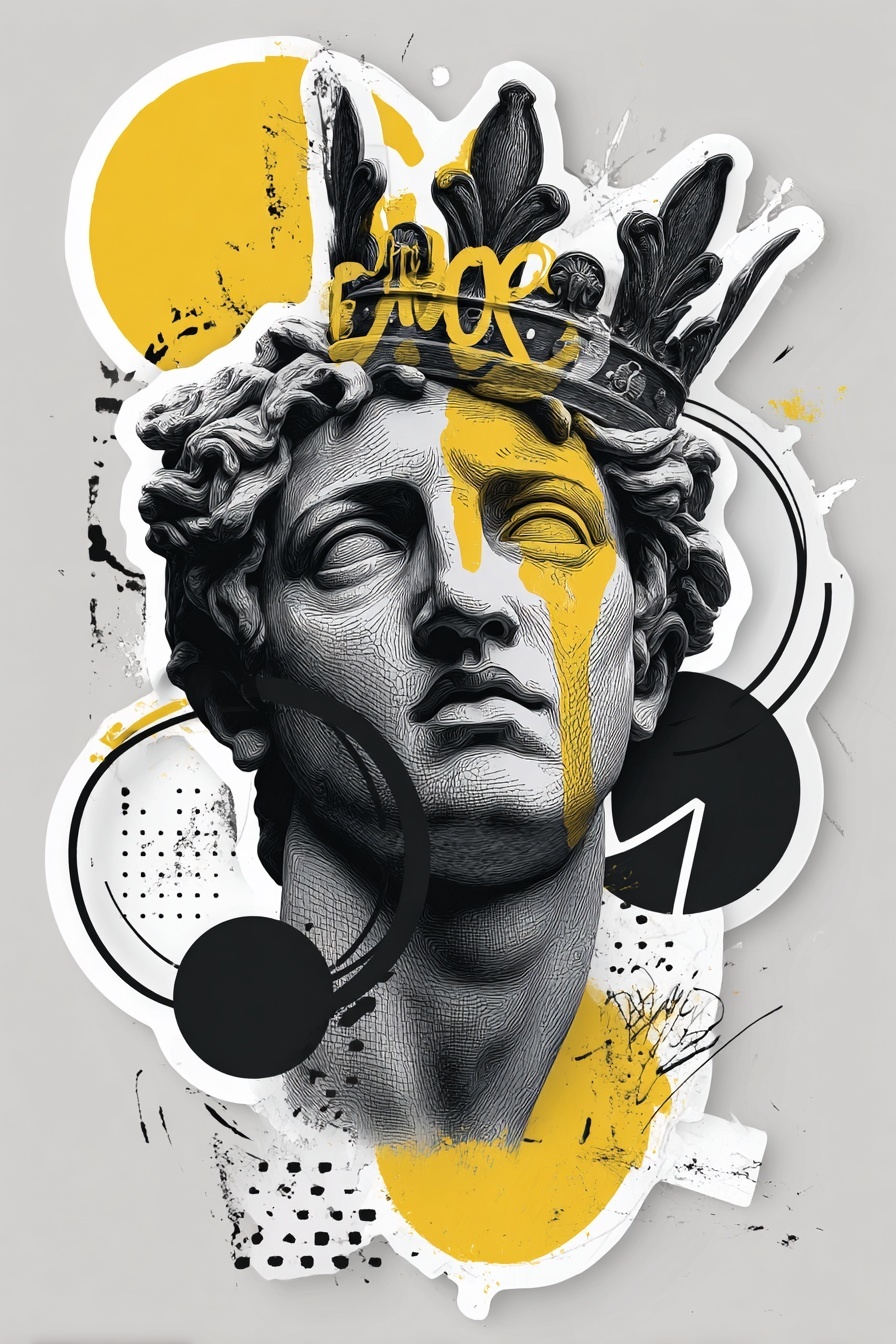 Greek Statue Tattoo Design: Graffiti Crown Style