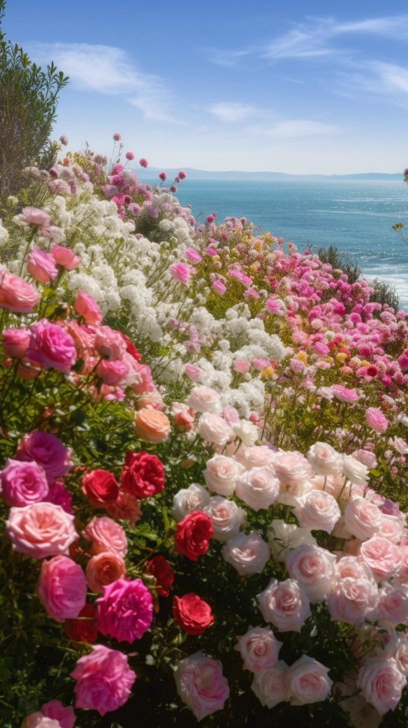 Romantic Seaside Garden: 16K Rose Panoramas