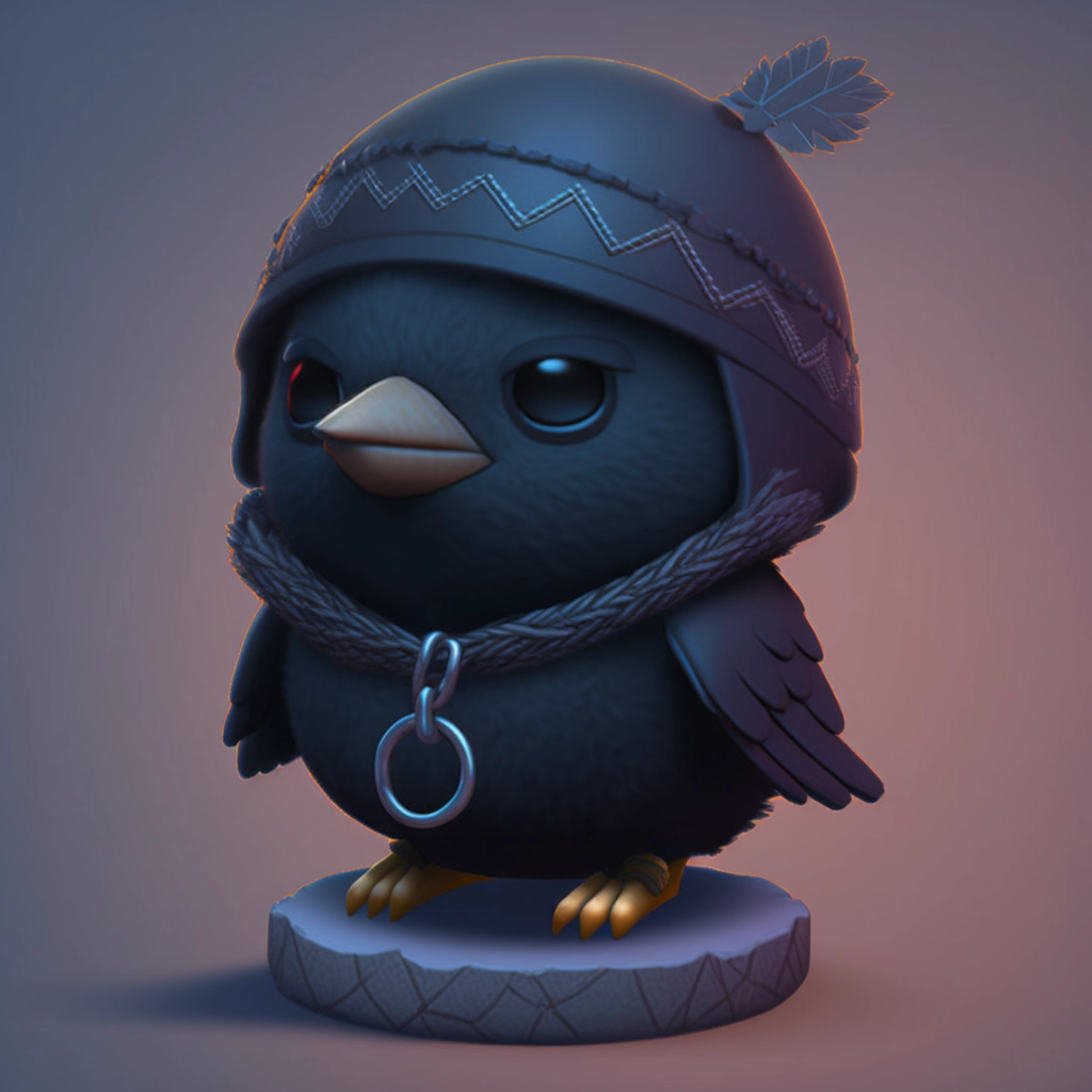 Chibi Crow With Runes - 3d Render • PromptDen