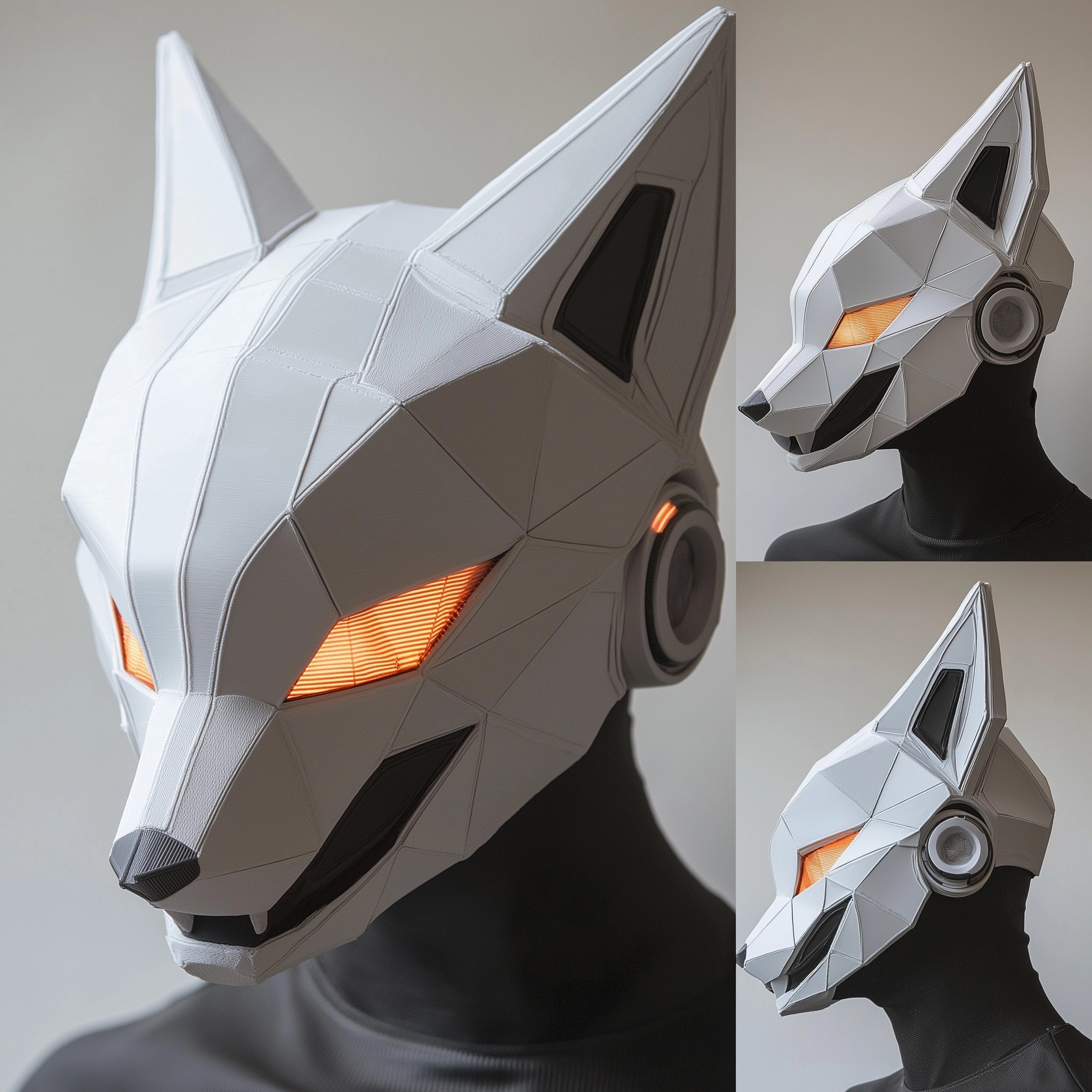 Futuristic 3D-Printed Cyberpunk Fox Mask