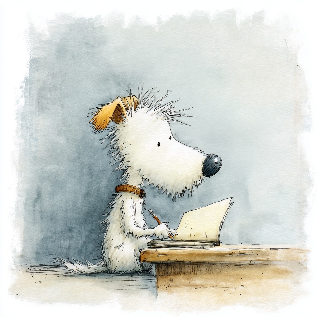 Whimsical Watercolor Dog Adventure Illustration