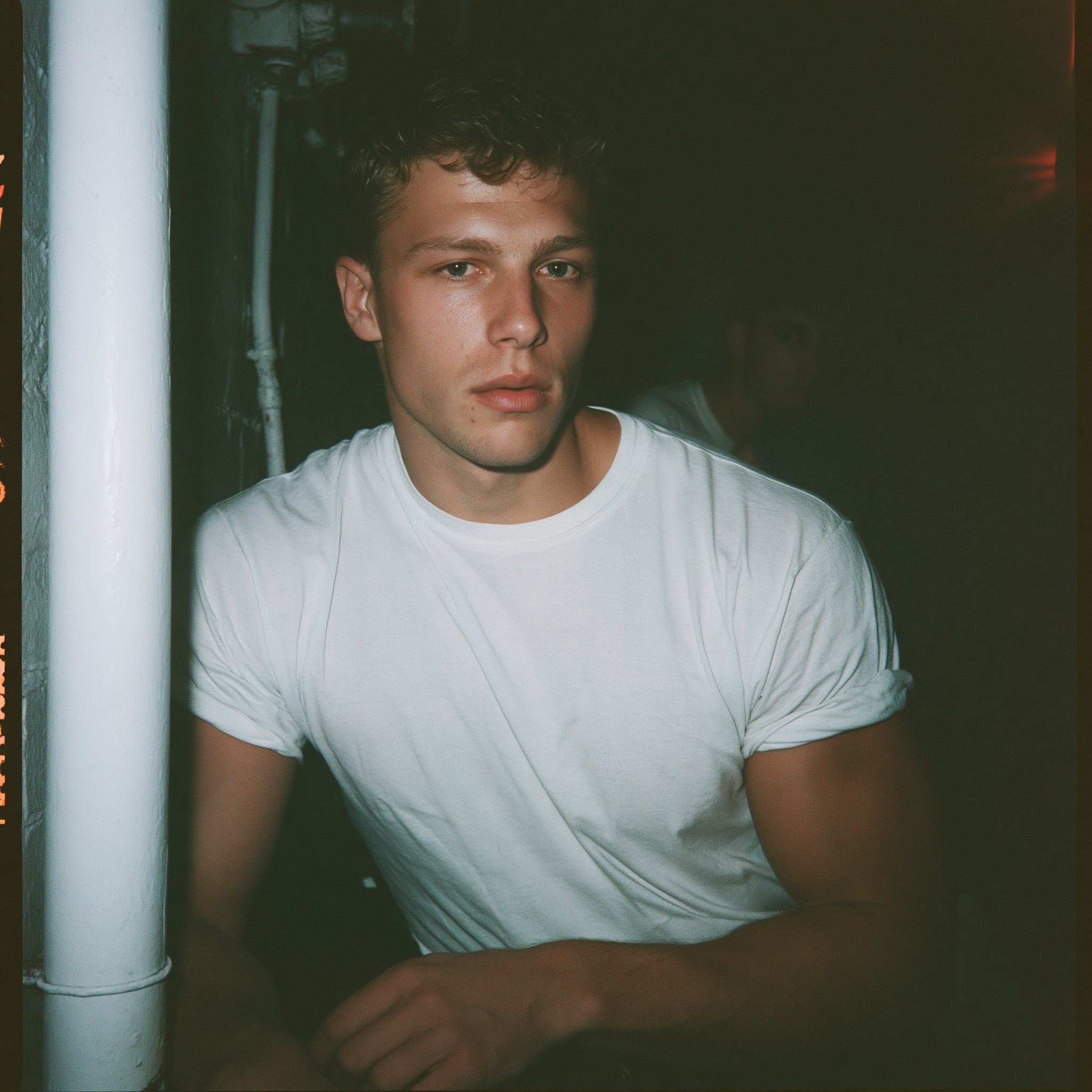 Authentic 90s Candid: Muscular Man's Real Moment
