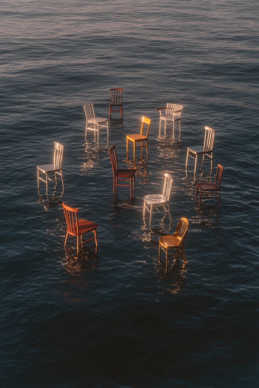 Dreamy Designer Chairs on Ocean's Surface
