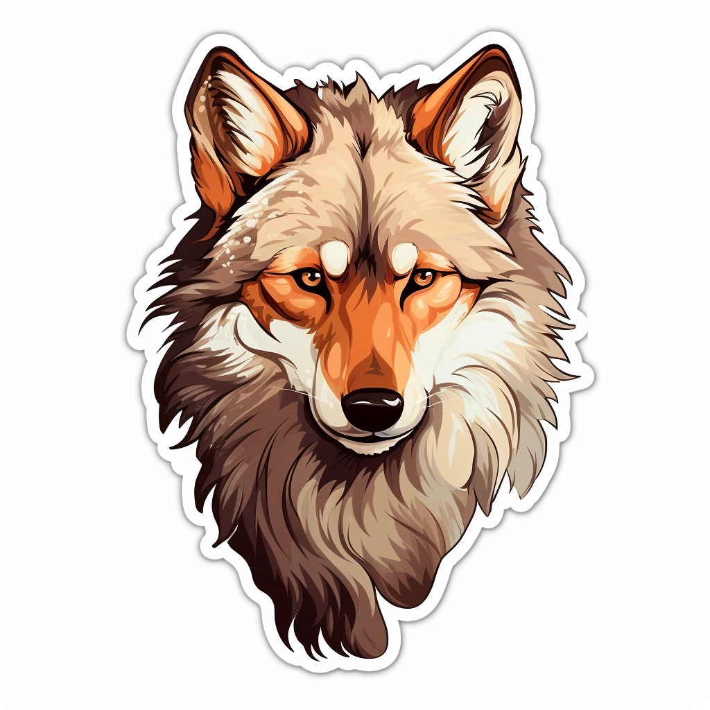 Digital Wolf Sticker: Contour Vector Art