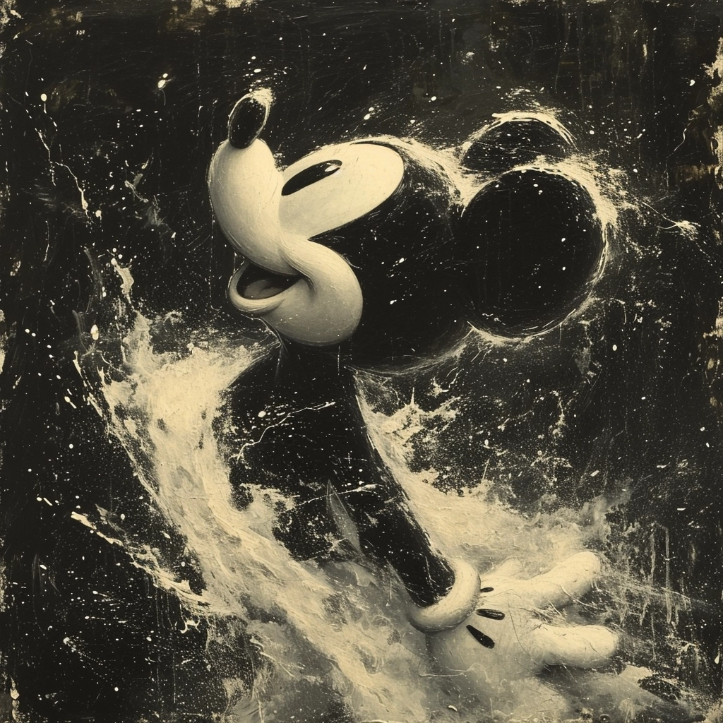 Mickey Mouse in Outer Space: Ink Wash Art