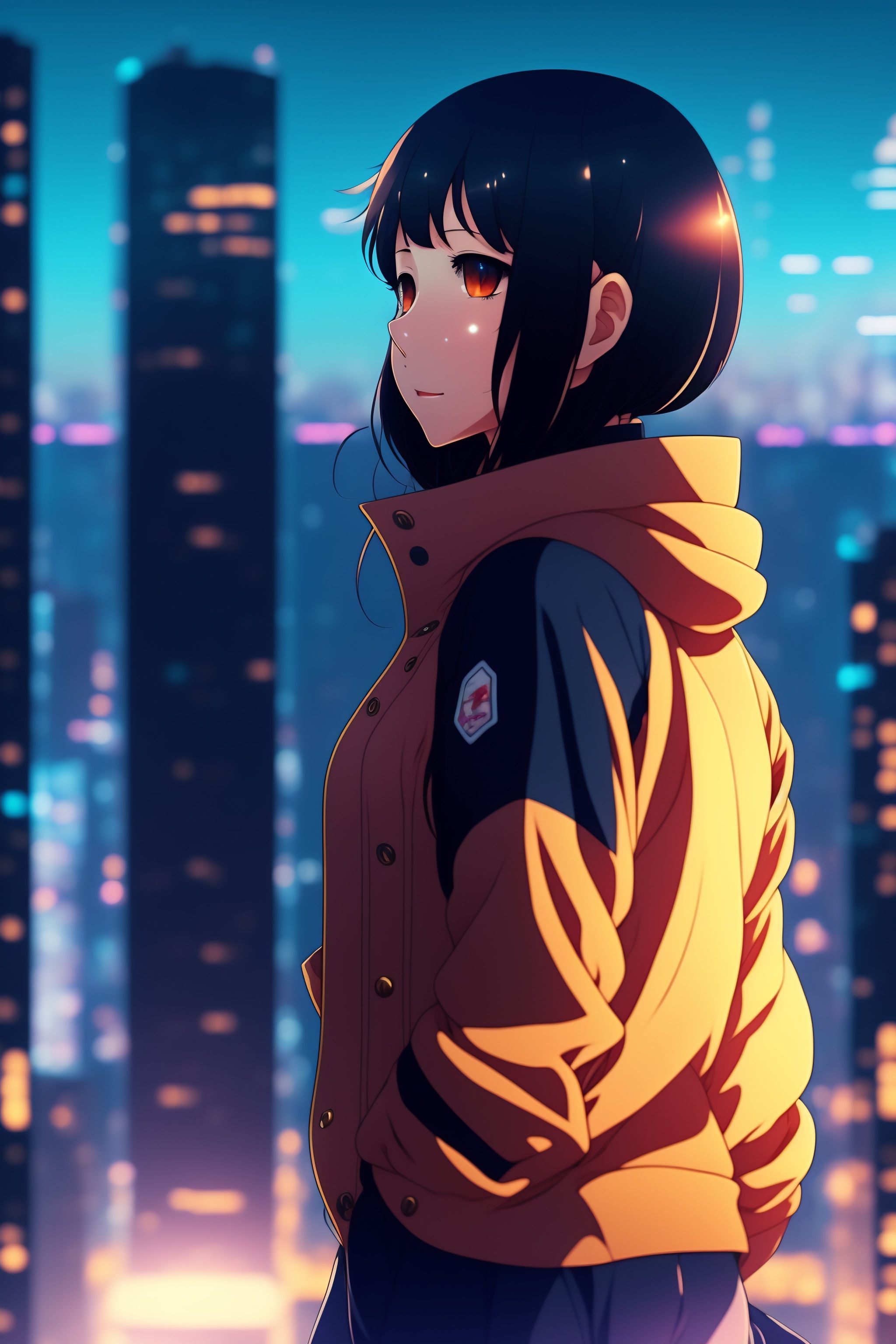 Anime-inspired Makoto Shinkai-style girl on 80mm canvas