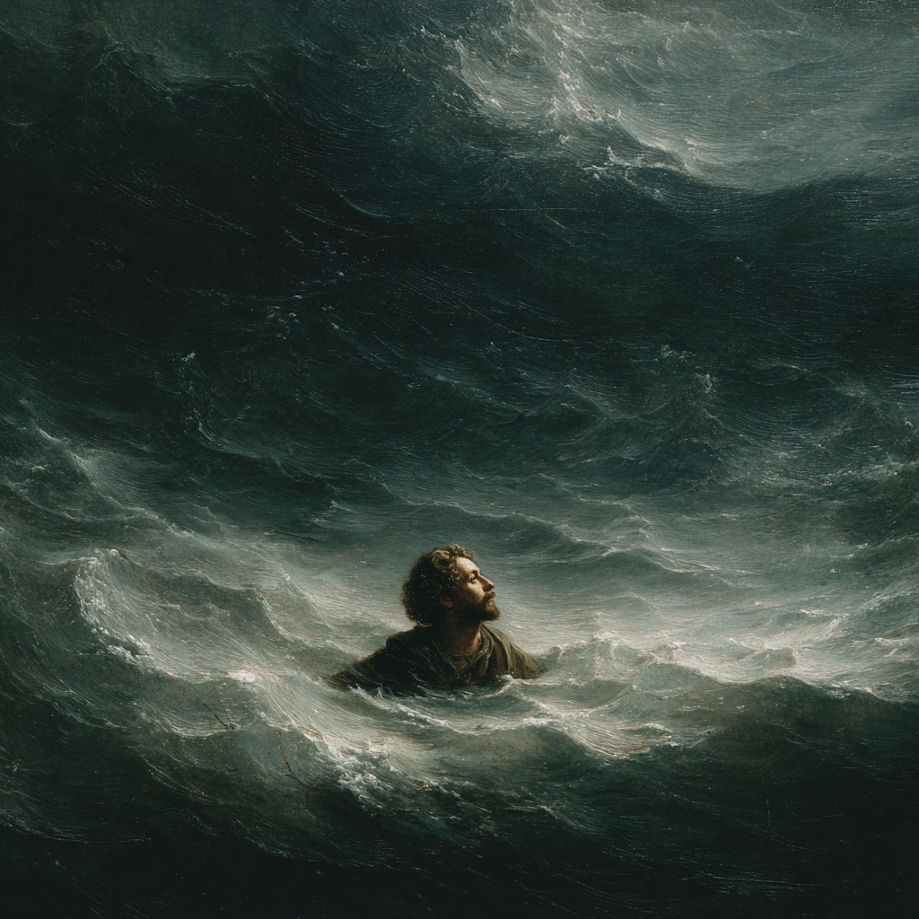 Man Treading Water: Caravaggio-Inspired Art