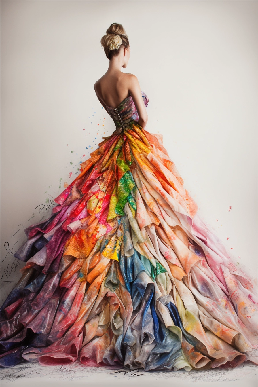 Watercolor Couture: Colorful Pencil Ball Gown