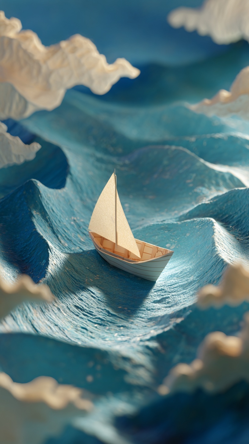 Explore Adventure: 3D Boat on Ocean Waves