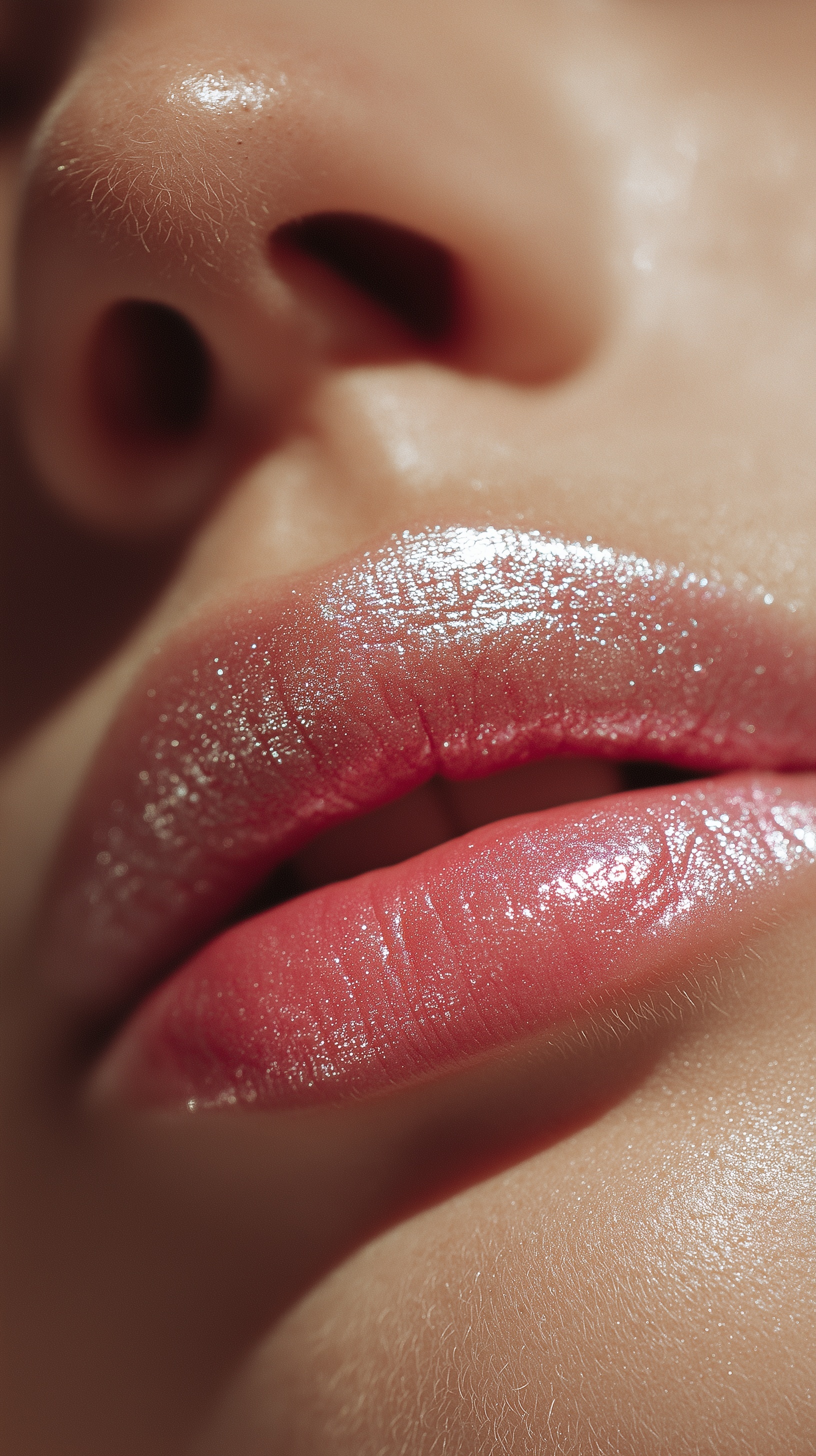 Elegant Light Pink & Silver Lips in Stunning Detail