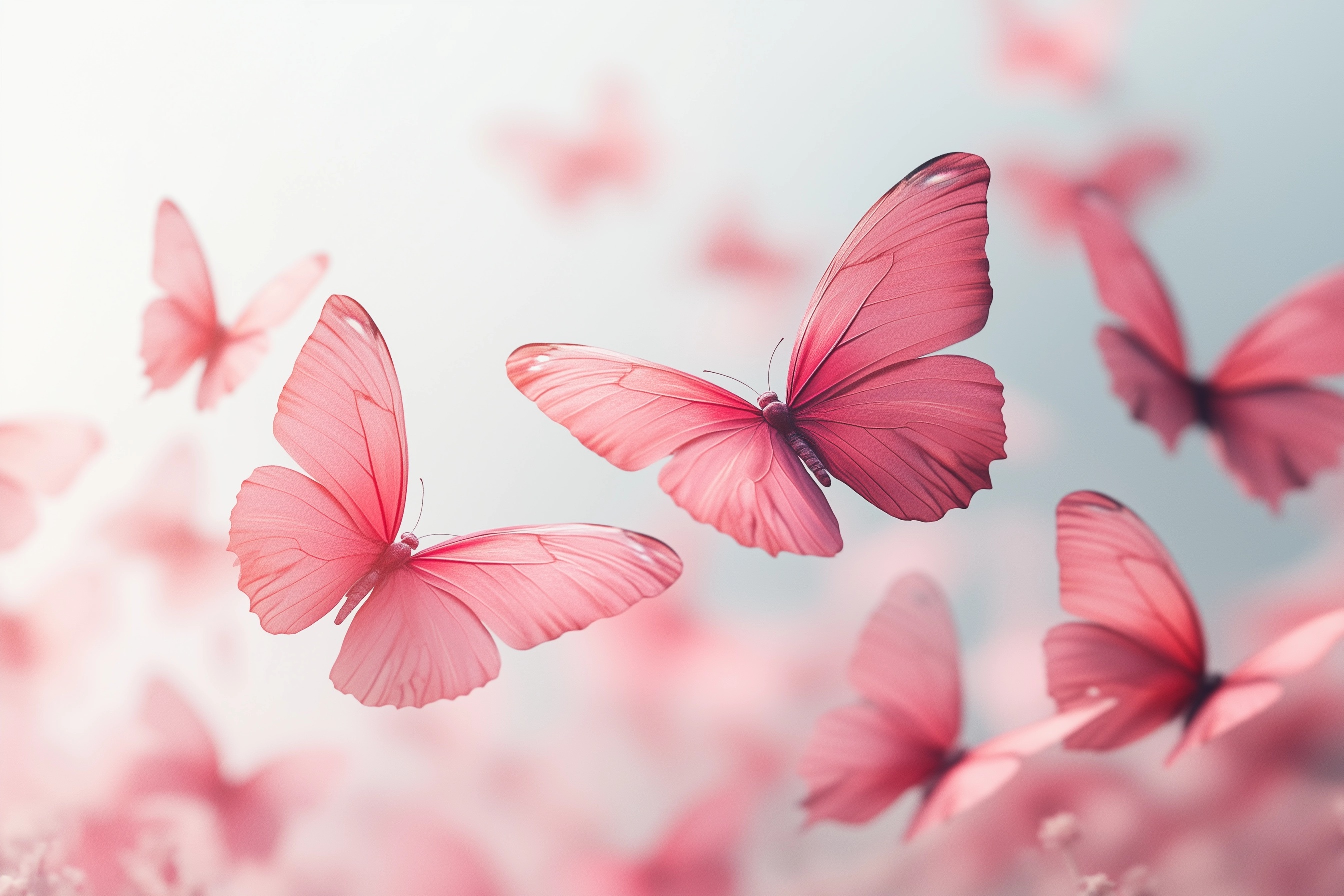 Ultra Realistic Pink Butterflies in Chaotic Flight