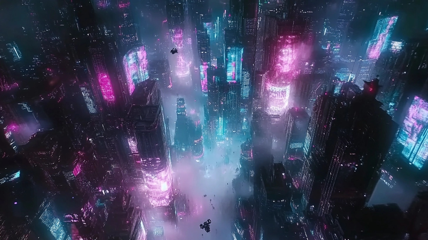 Explore a Futuristic Cyberpunk Cityscape at Night