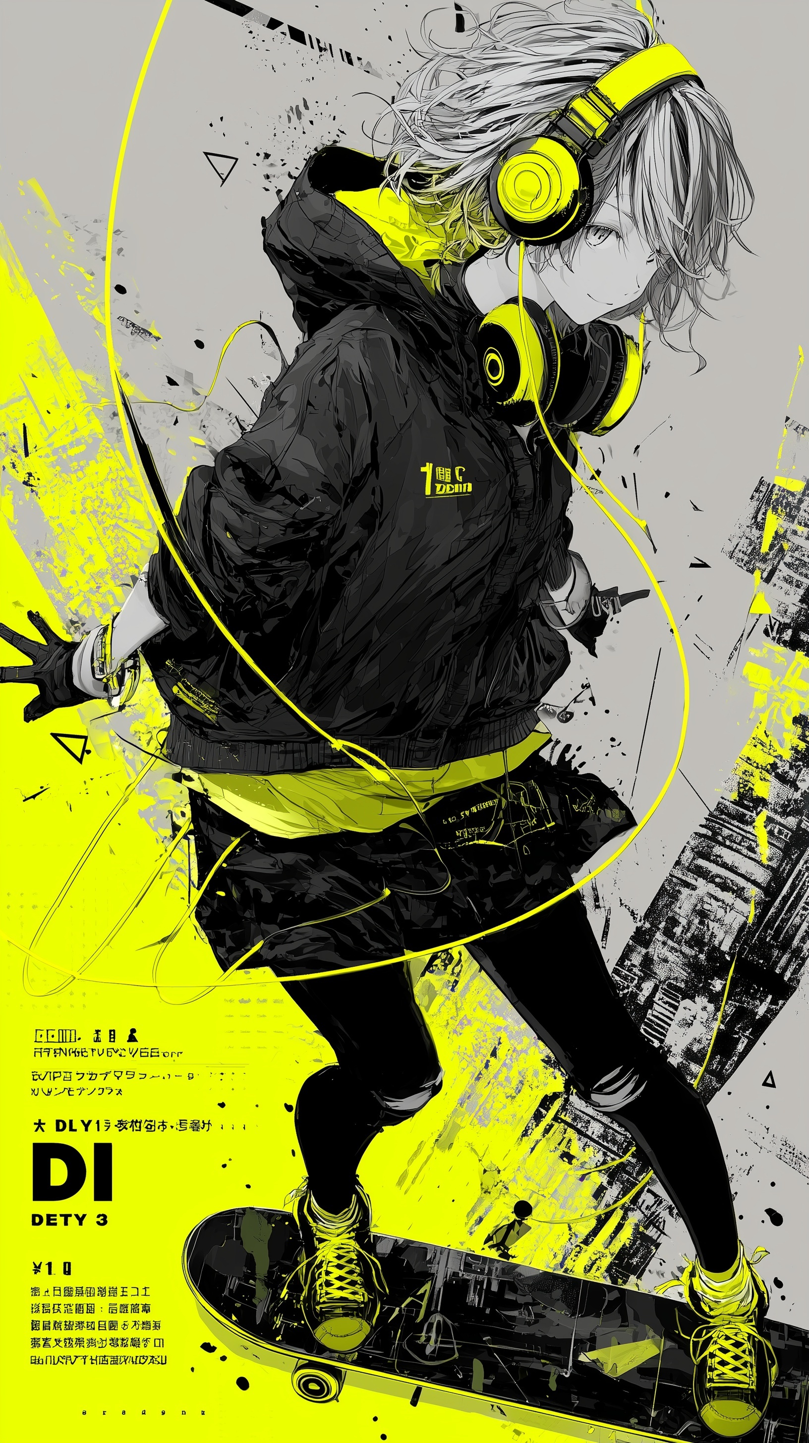 Street DJ Vibes: Graffiti & Hoverboard Style