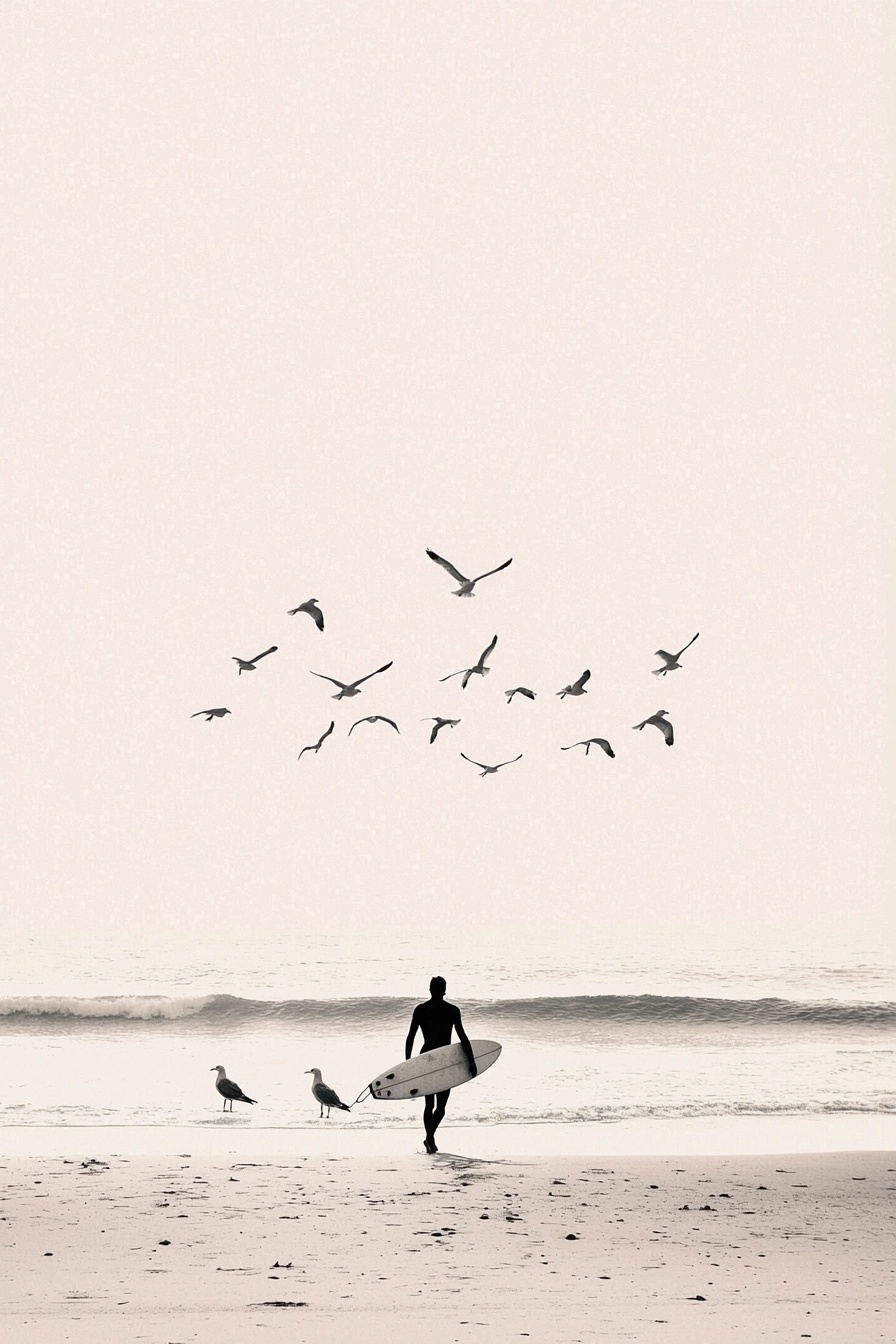 Minimalist Surf Poster: Coastal Elegance for Every Space