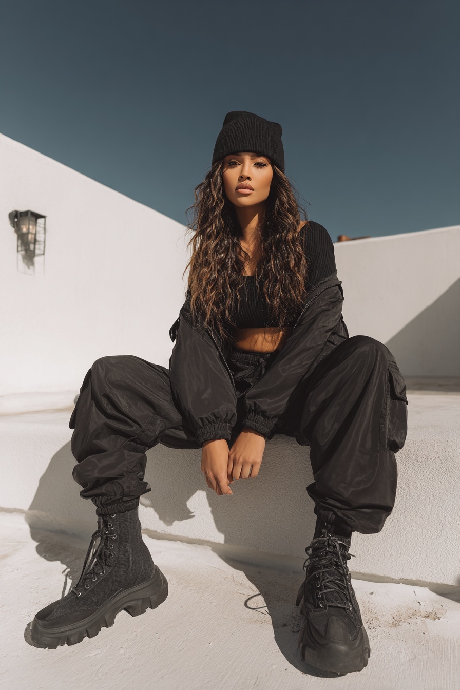 Chic Winter Styles: Black Cargo Pants Lookbook