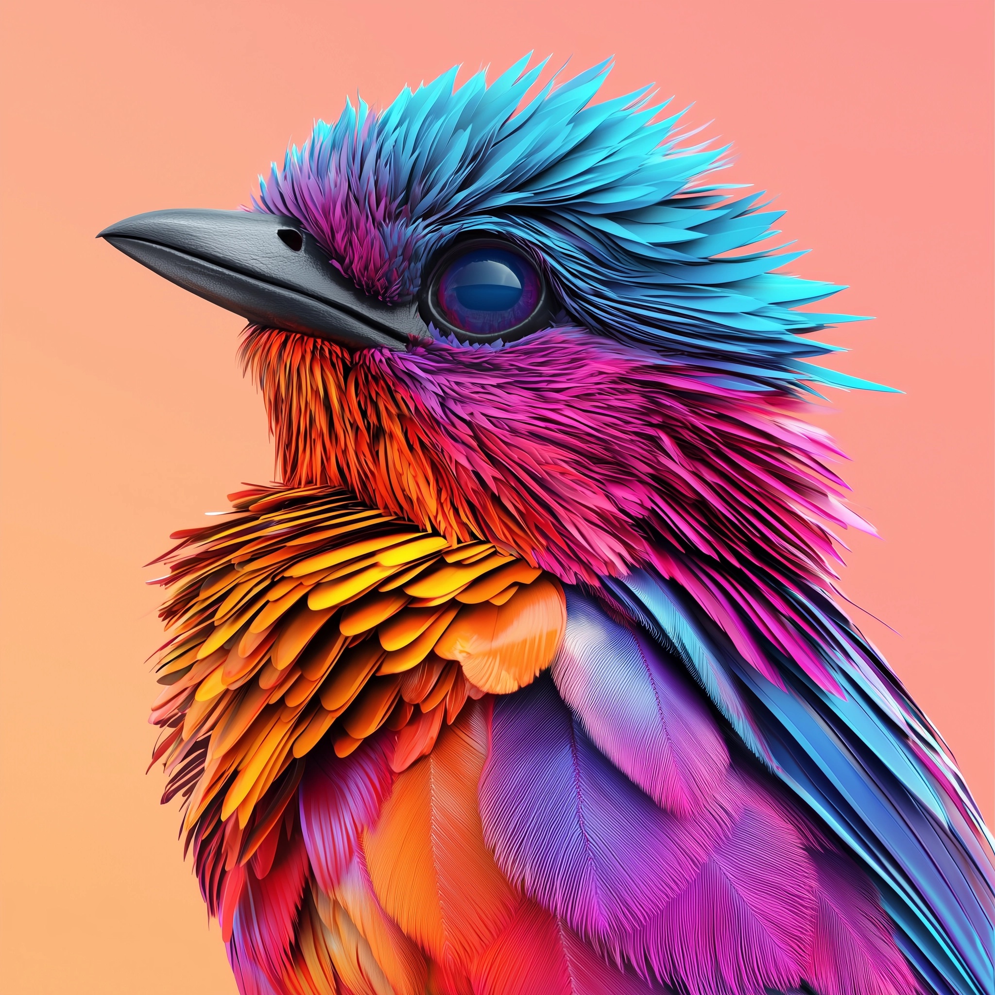 Vibrant 3D Colorful Bird Display Artwork