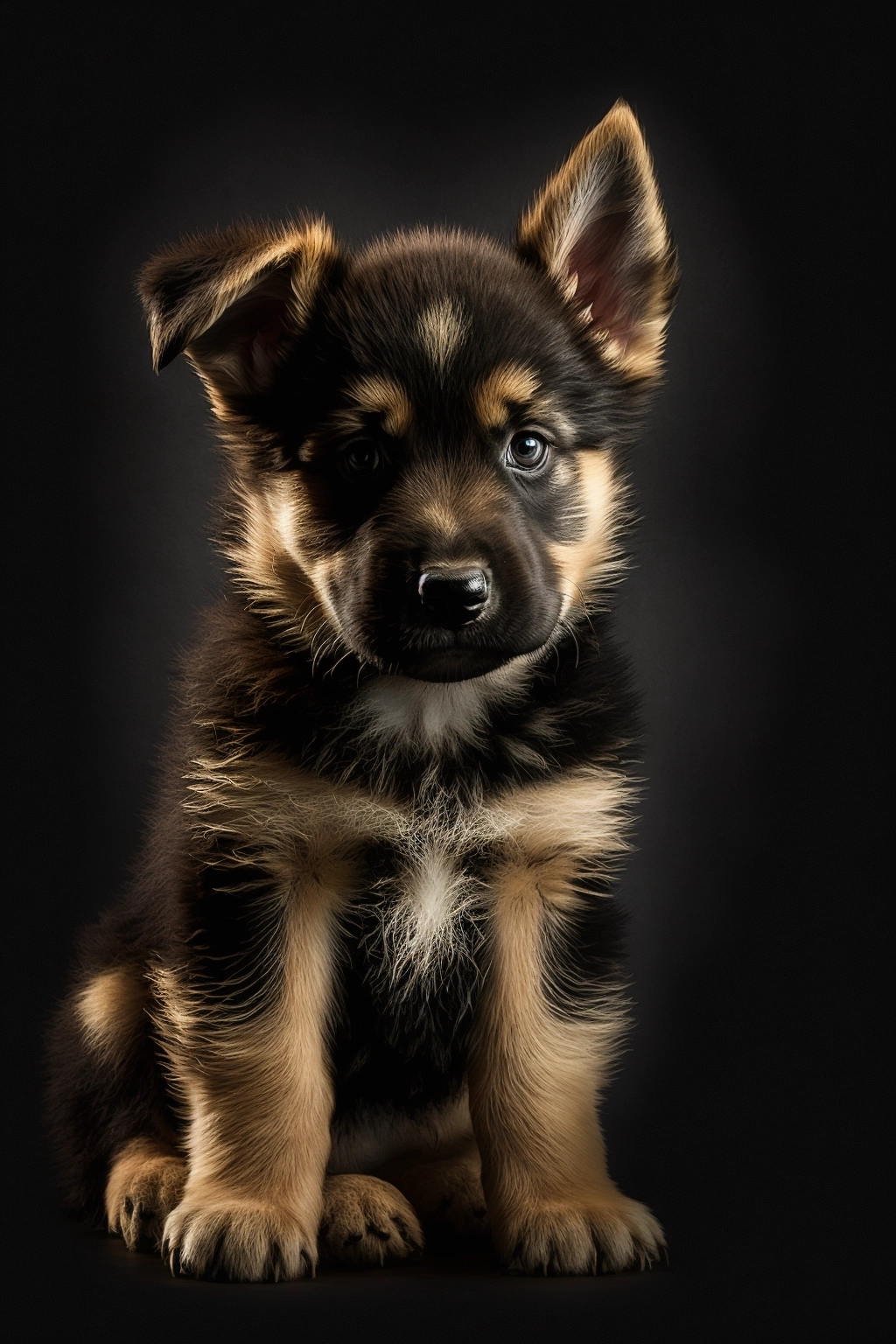 Adorable Black and Tan German Shepard Puppy - Realistic Wildlife Photography