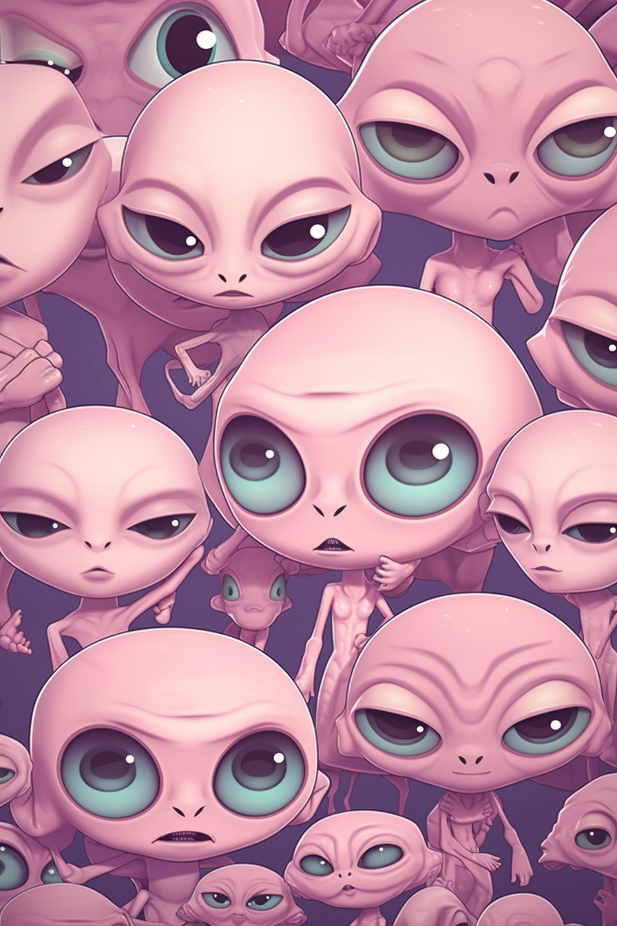 Kawaii Alien Heads: Playful Photomontage