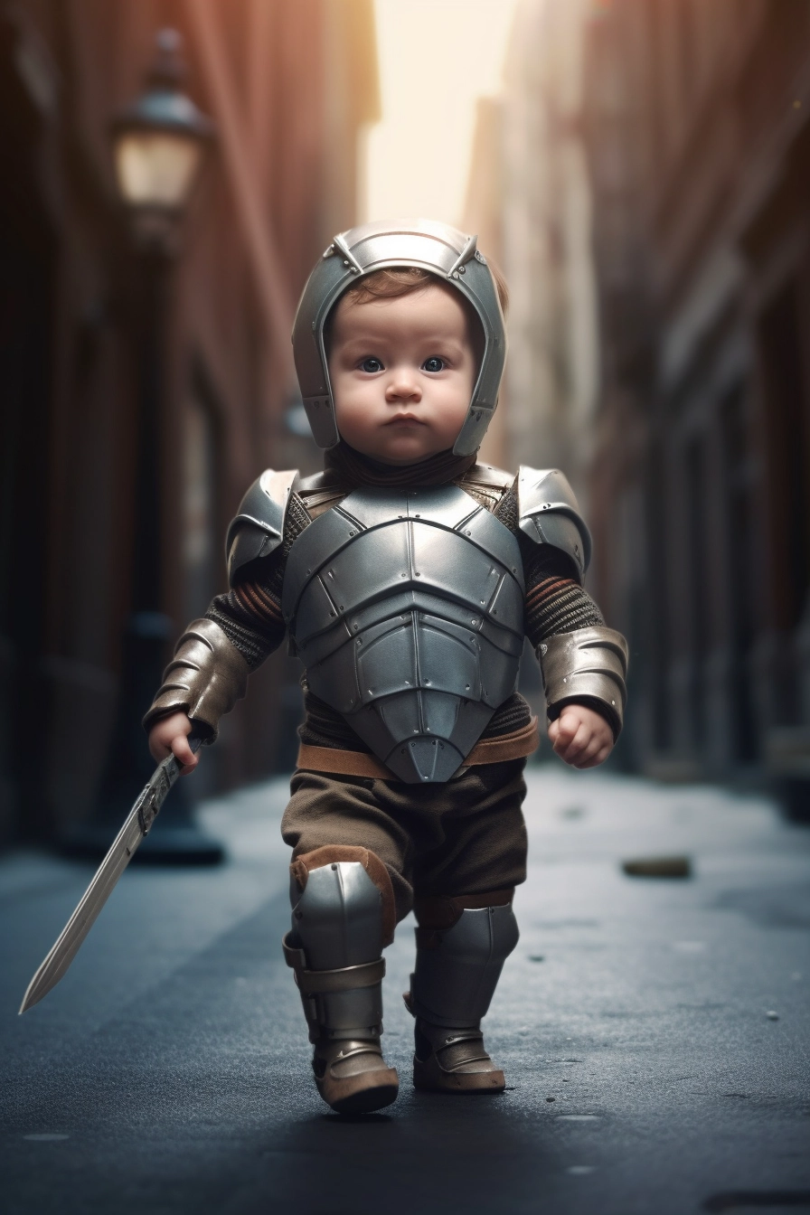 Baby Knight in Mamaresh: Hyperrealistic Fantasy Photography