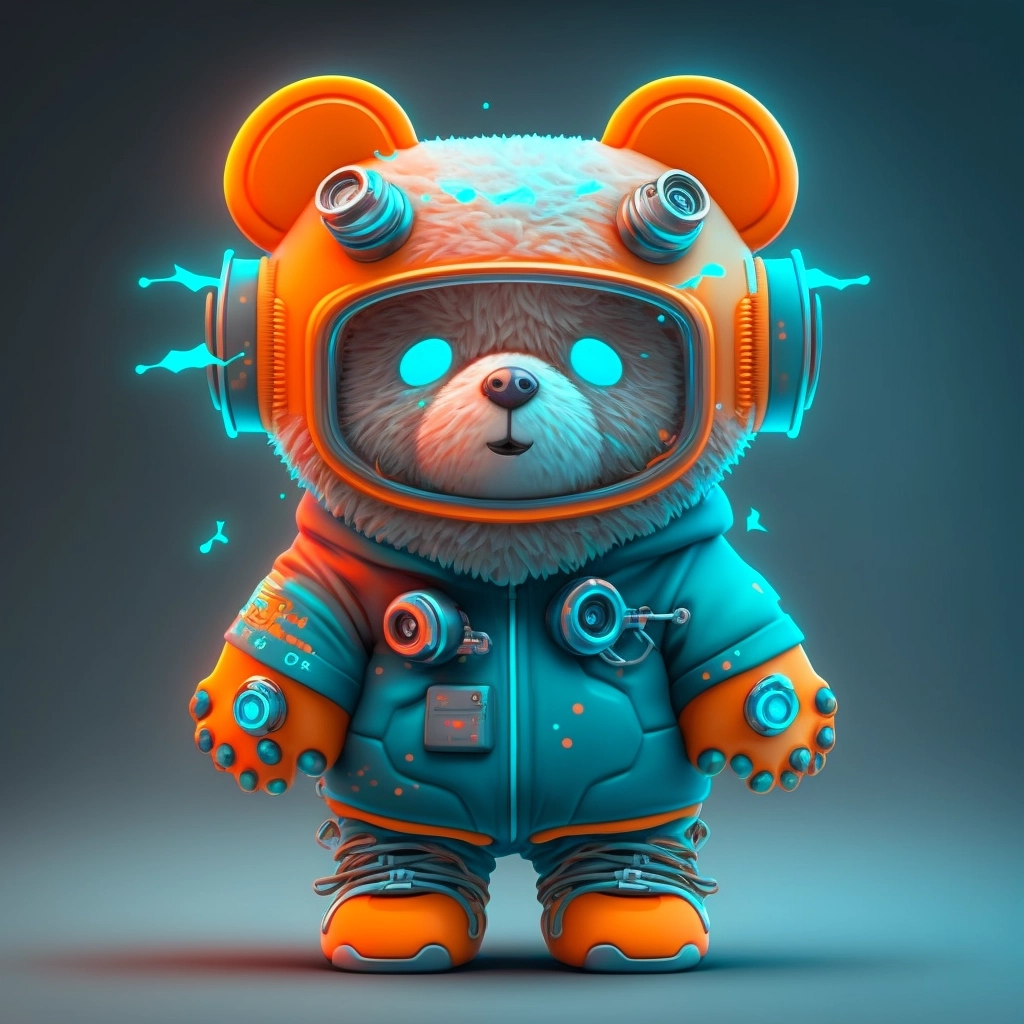 Cute Robot Bear: Neon Sneakers & Glasses